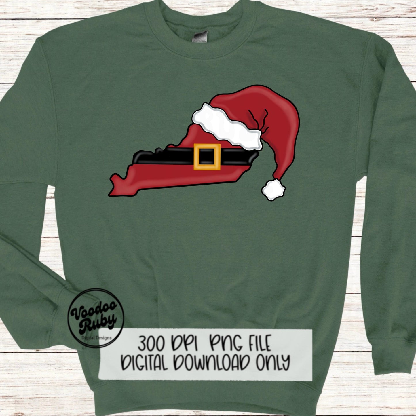 Christmas Kentucky PNG Design: Hand-Drawn Santa, Merry Christmas (Digital Download