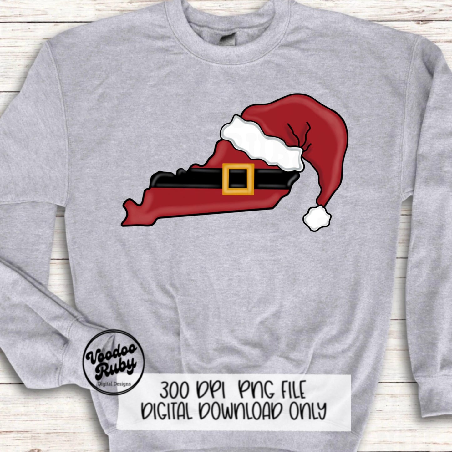 Christmas Kentucky PNG Design: Hand-Drawn Santa, Merry Christmas (Digital Download
