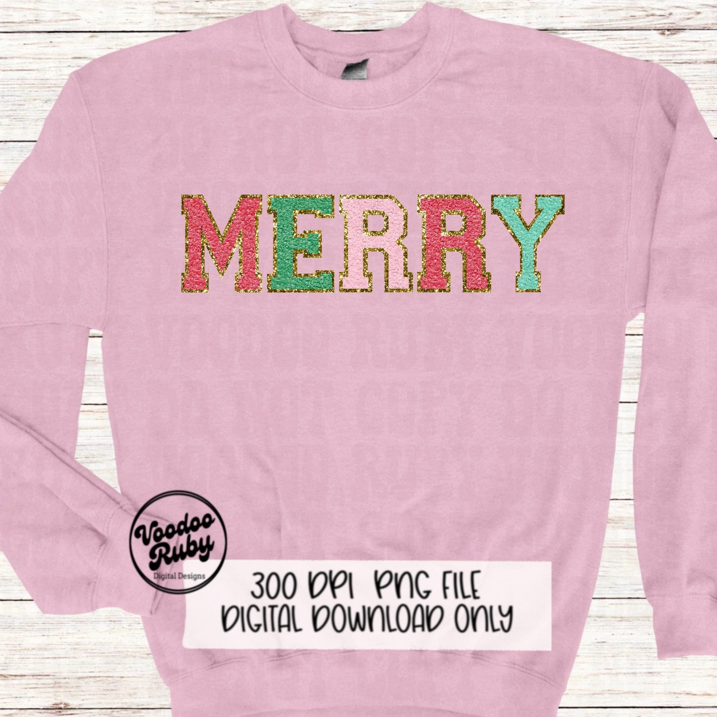 Merry PNG Design Faux Chenille Letter Patches Digital Download Christmas DTF Printable Clip Art Merry Sublimation Merry Christmas dtf