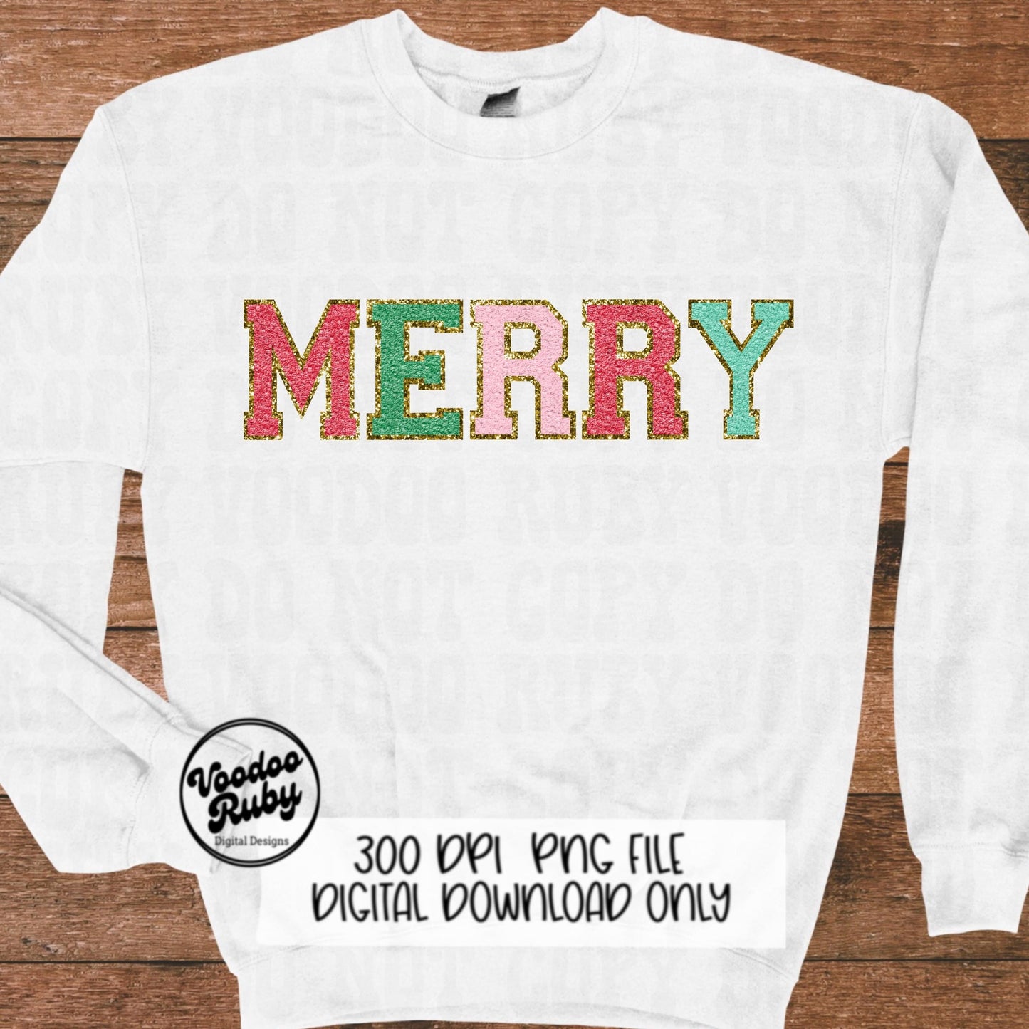 Merry PNG Design Faux Chenille Letter Patches Digital Download Christmas DTF Printable Clip Art Merry Sublimation Merry Christmas dtf
