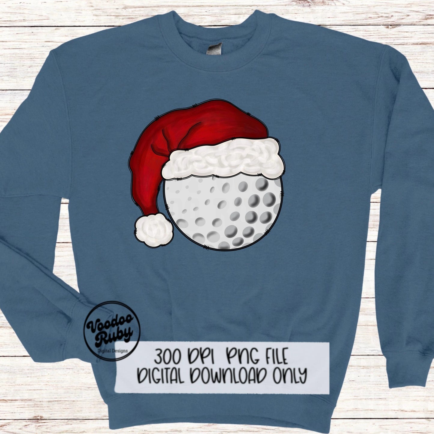 Santa Golf Sublimation PNG Hand Drawn Digital Download Golf PNG Christmas Sports Clip Art Merry Christmas Sublimation Design Printable