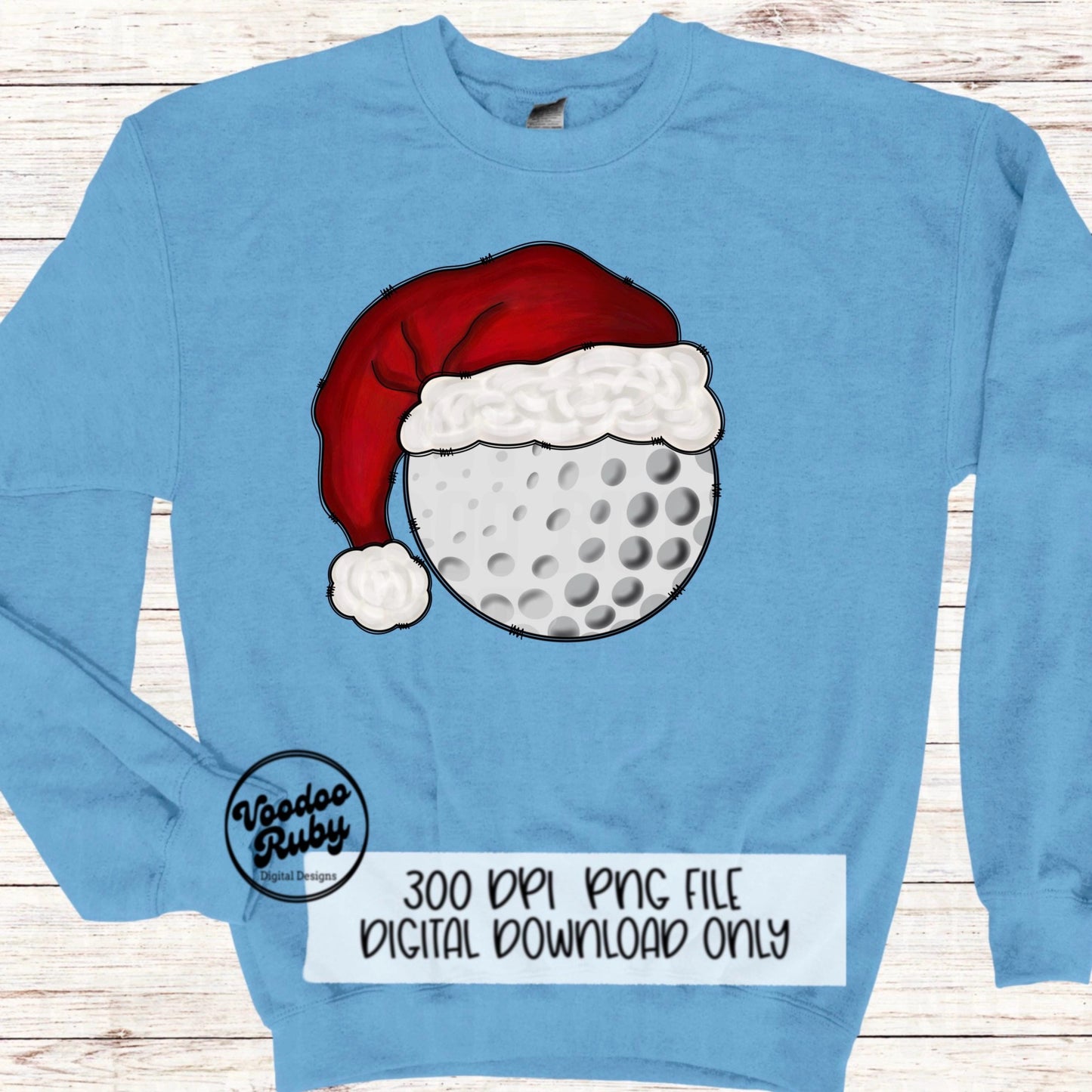 Santa Golf Sublimation PNG Hand Drawn Digital Download Golf PNG Christmas Sports Clip Art Merry Christmas Sublimation Design Printable