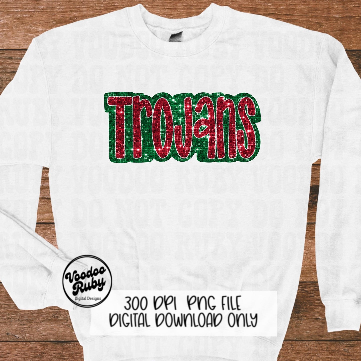 Christmas Trojans PNG Design Sublimation Sequin Hand Drawn Digital Download Glitter PNG Christmas Trojans Mascot DTF Printable