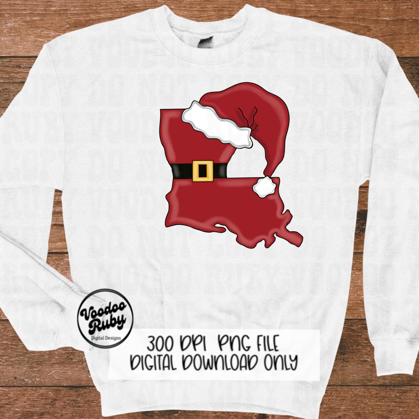 Louisiana Santa Sublimation Hand Drawn Digital Design Download Louisiana Christmas PNG Printable Santa Clip Art Cajun Santa PNG DTF