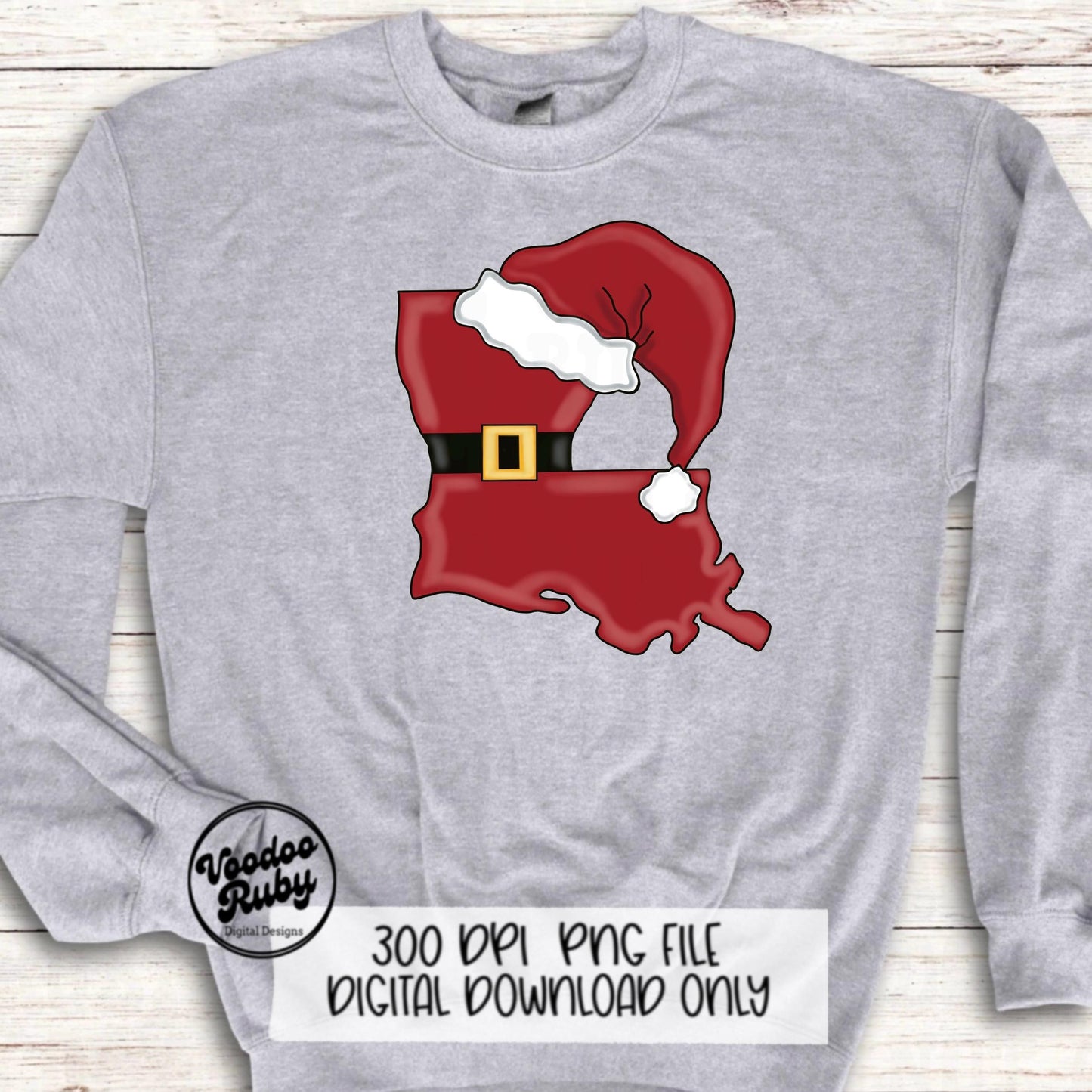 Louisiana Santa Sublimation Hand Drawn Digital Design Download Louisiana Christmas PNG Printable Santa Clip Art Cajun Santa PNG DTF
