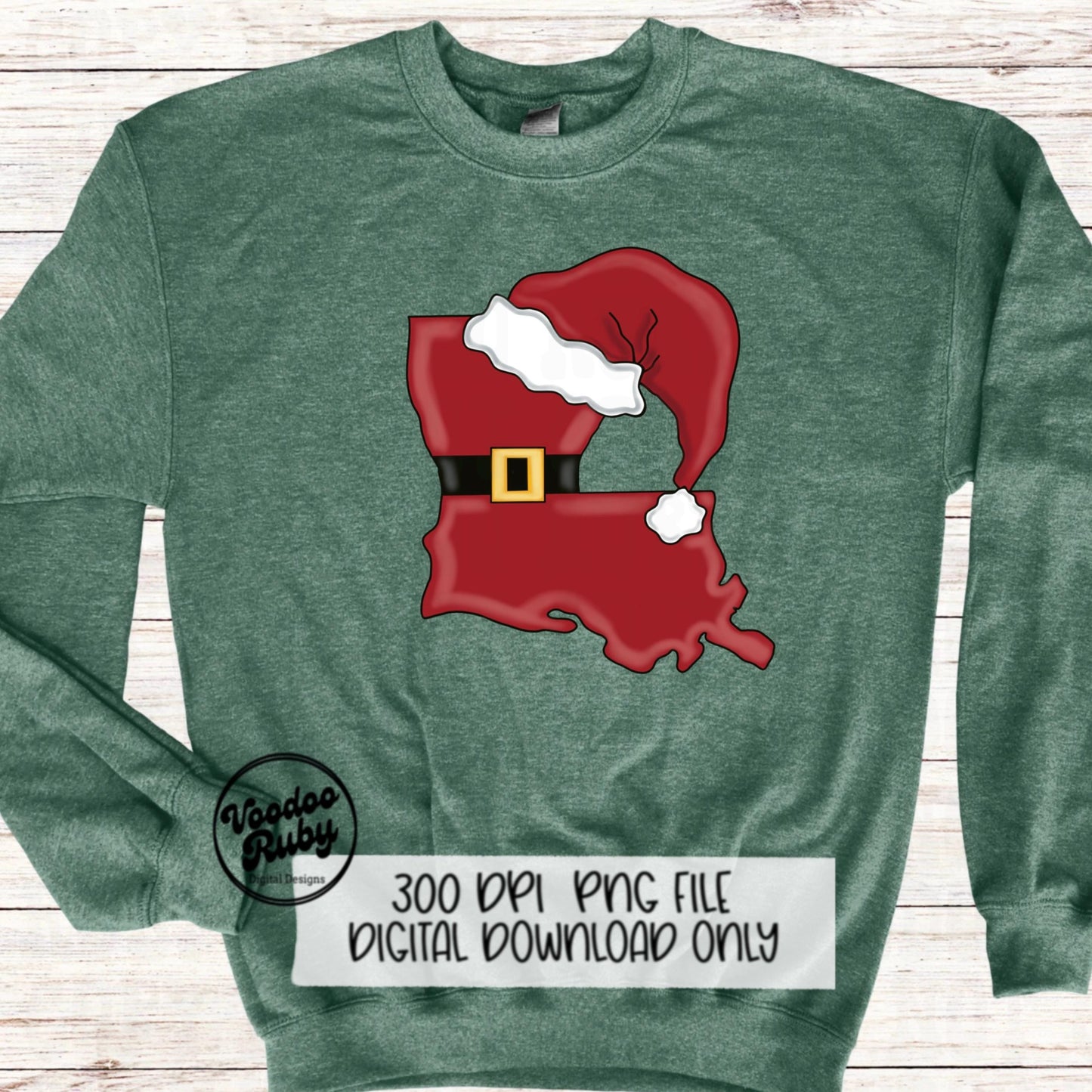 Louisiana Santa Sublimation Hand Drawn Digital Design Download Louisiana Christmas PNG Printable Santa Clip Art Cajun Santa PNG DTF