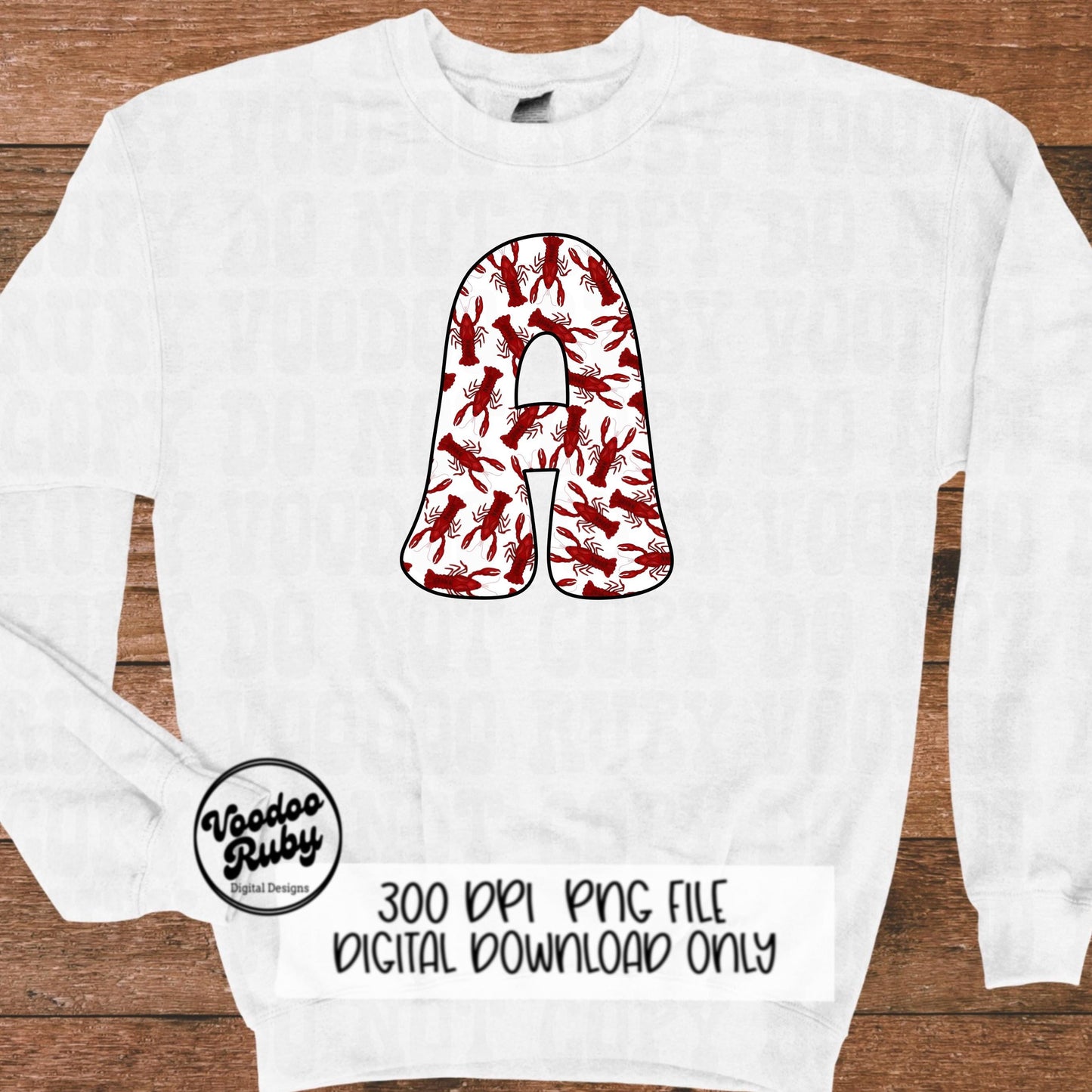 Crawfish Doodle Alphabet PNG: Cajun Letters, Louisiana Sublimation (Digital Download)