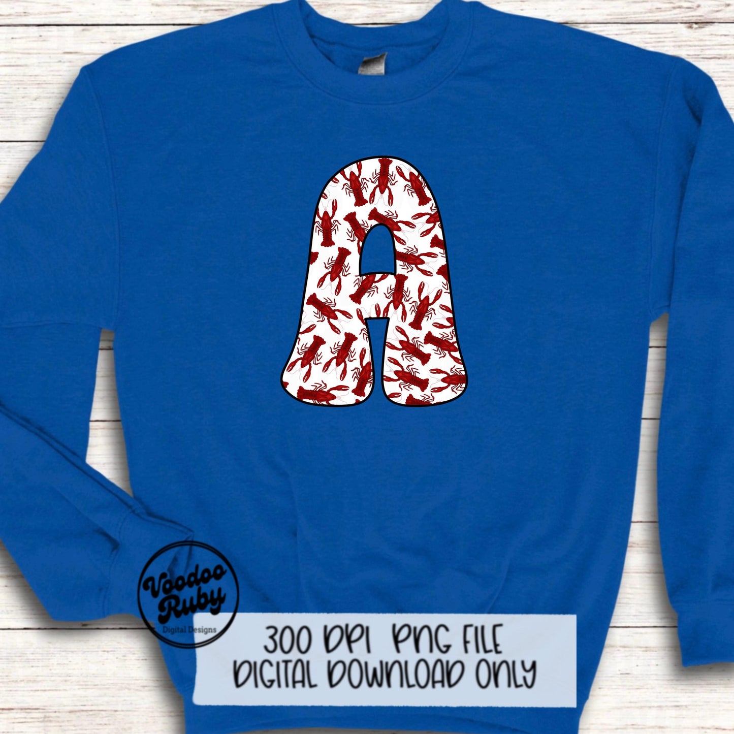Crawfish Doodle Letters PNG Hand Drawn Sublimation Alphabet Cajun Letters PNG Alpha Pack Digital Download Louisiana Sublimation Crawfish Boil DTF