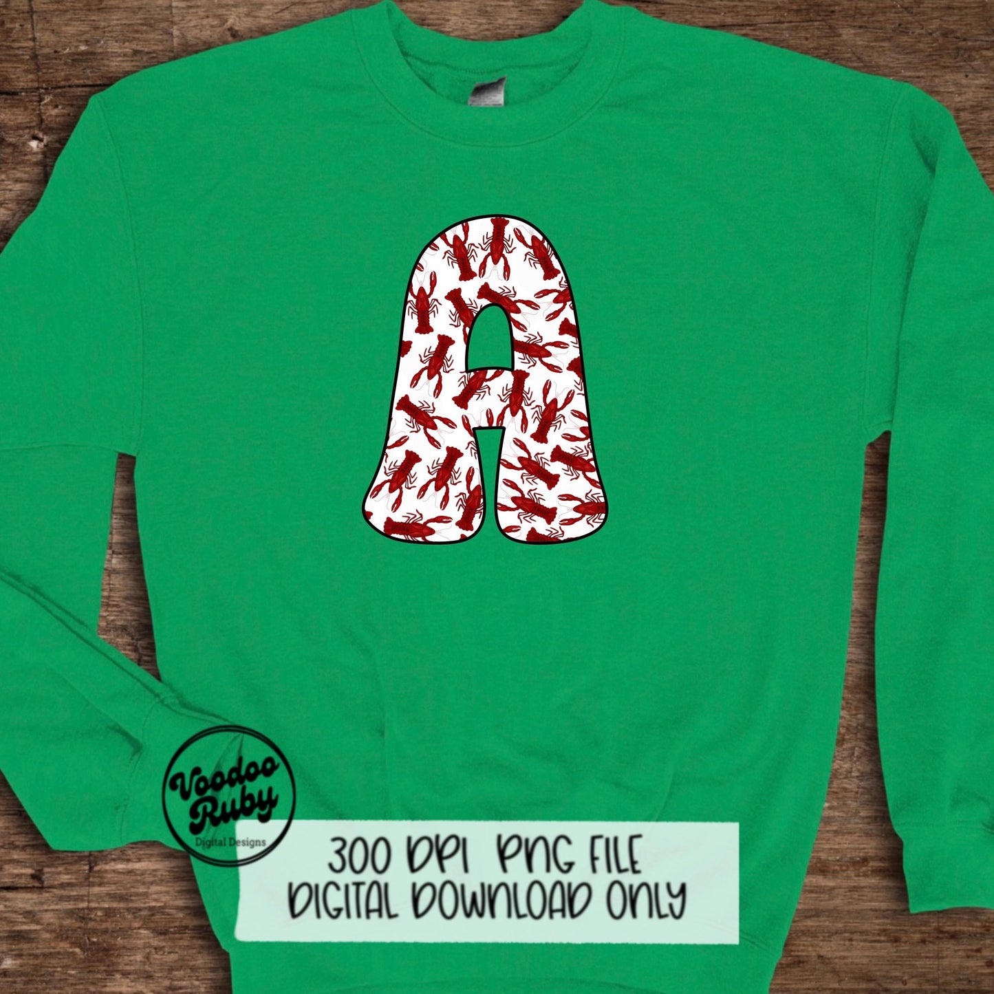 Crawfish Doodle Alphabet PNG: Cajun Letters, Louisiana Sublimation (Digital Download)