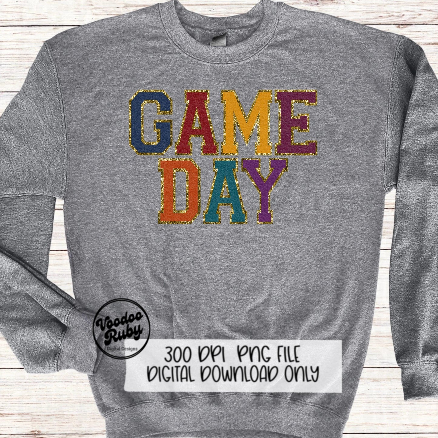 Game Day PNG Design Sublimation Digital Download Faux Chenille Fall Football PNG Faux Embroidery png Fall Game Day Football DTF Printable