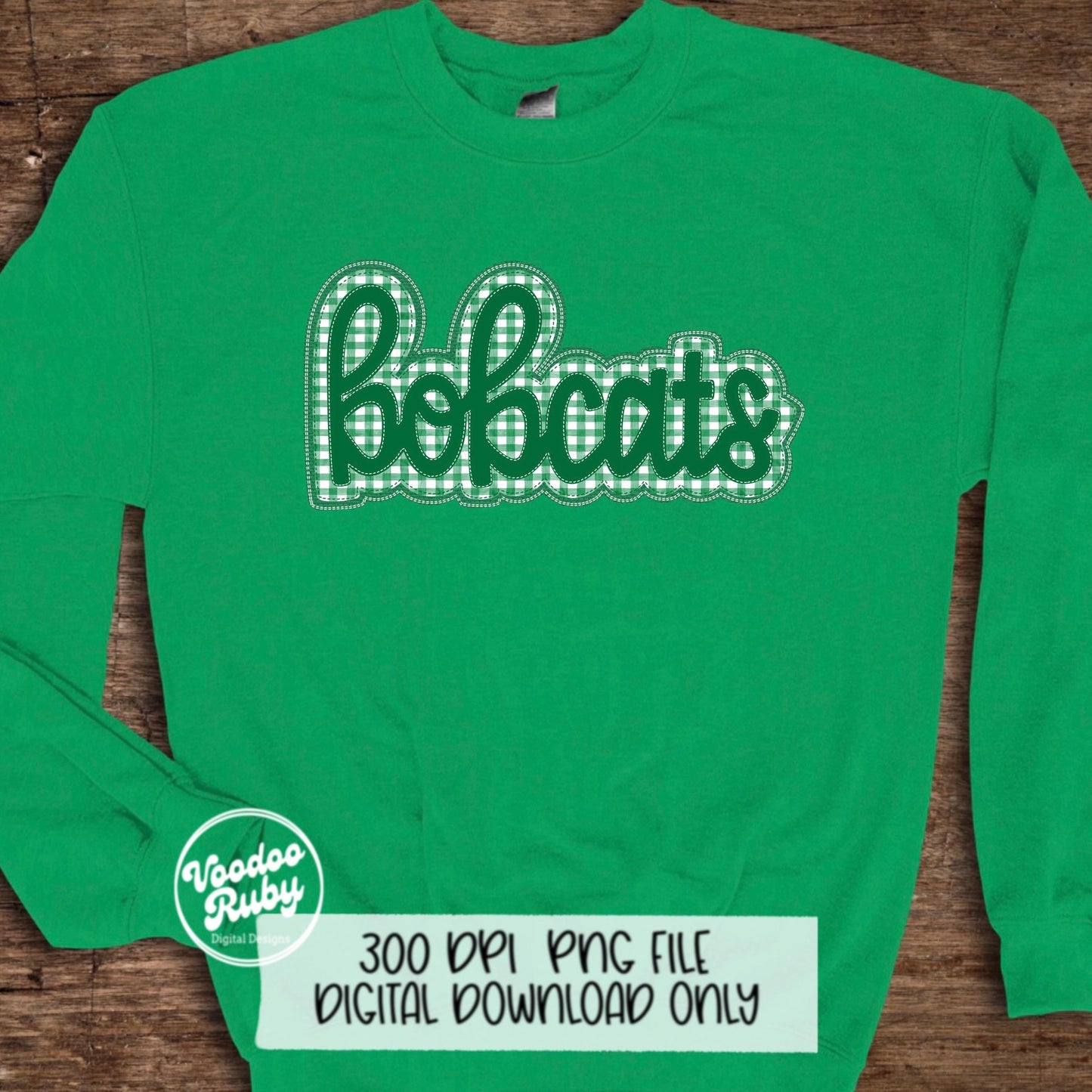 Bobcats PNG Design Embroidery Faux Applique Hand Drawn Digital Download Sublimation Bobcats PNG Football png Green Bobcats DTF Printable