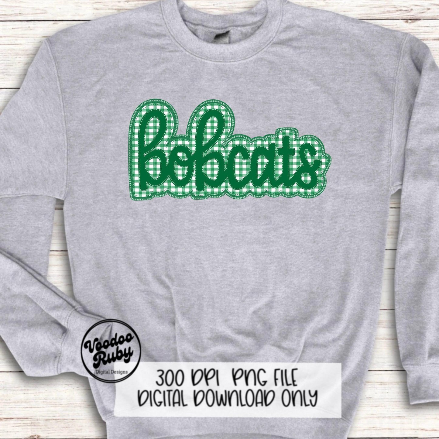 Bobcats PNG Design Embroidery Faux Applique Hand Drawn Digital Download Sublimation Bobcats PNG Football png Green Bobcats DTF Printable