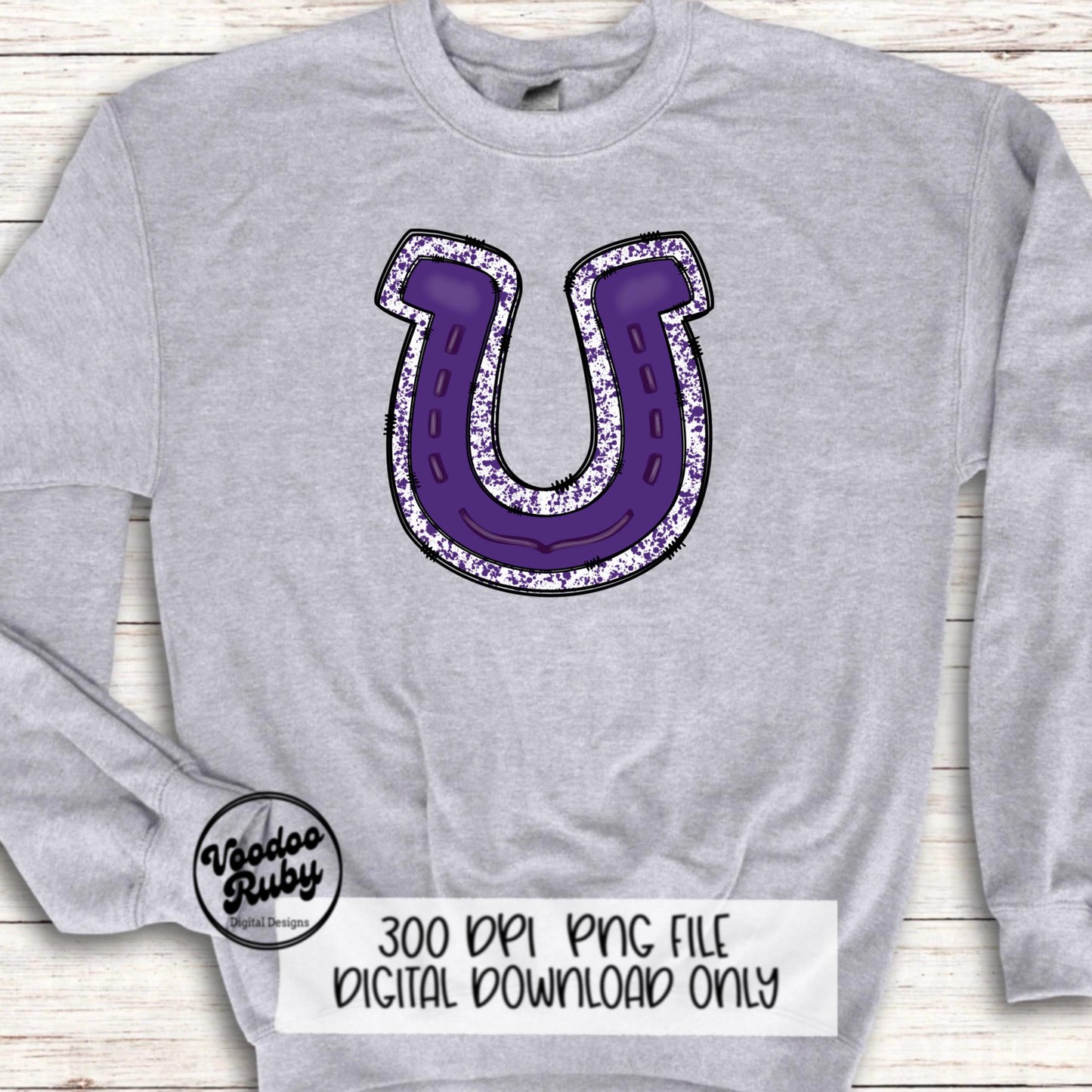 Purple Horseshoe PNG Sublimation Design Hand Drawn Digital Download Mascot PNG Purple png Horseshoe Football DTF Printable Mascot Blanks