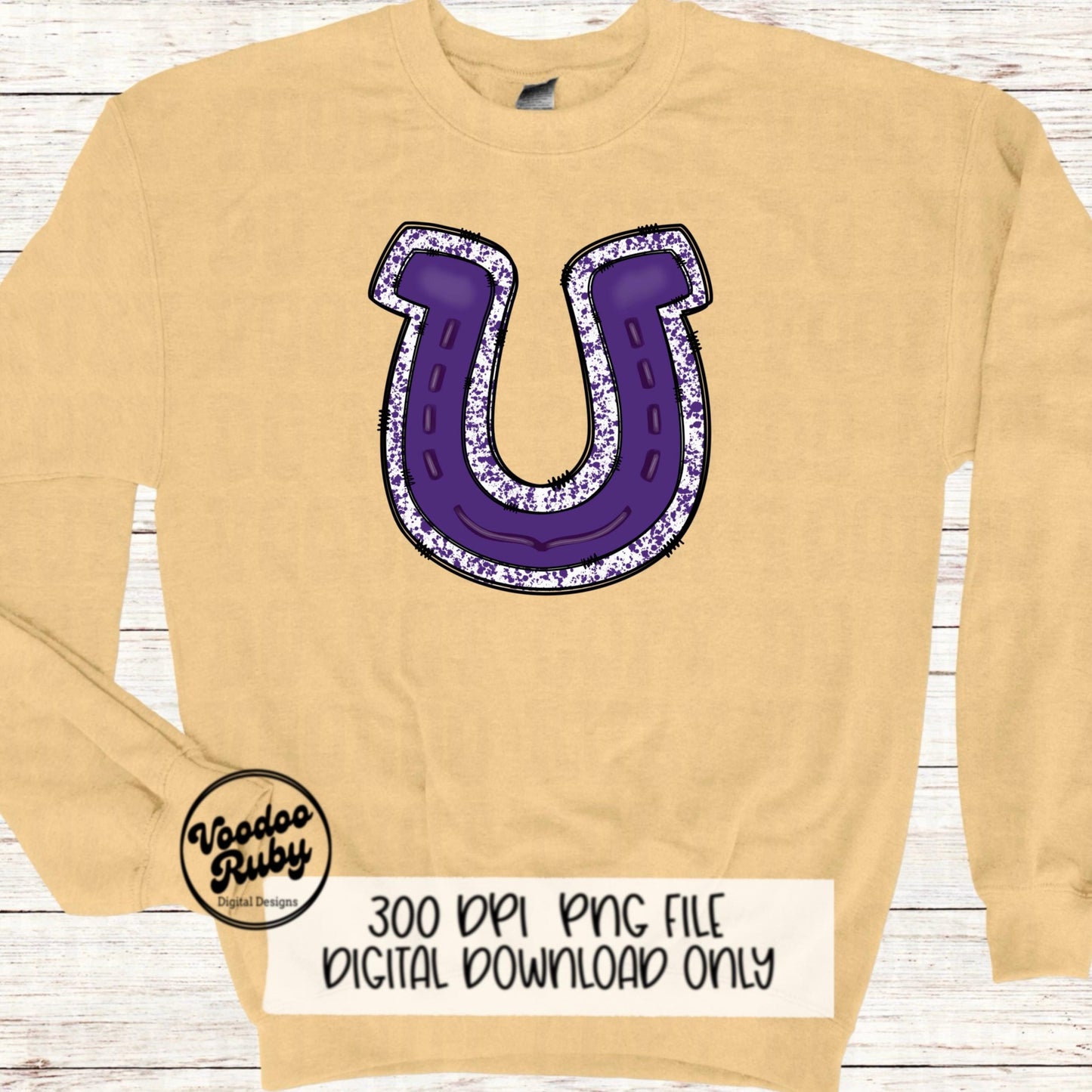Purple Horseshoe PNG Sublimation Design Hand Drawn Digital Download Mascot PNG Purple png Horseshoe Football DTF Printable Mascot Blanks