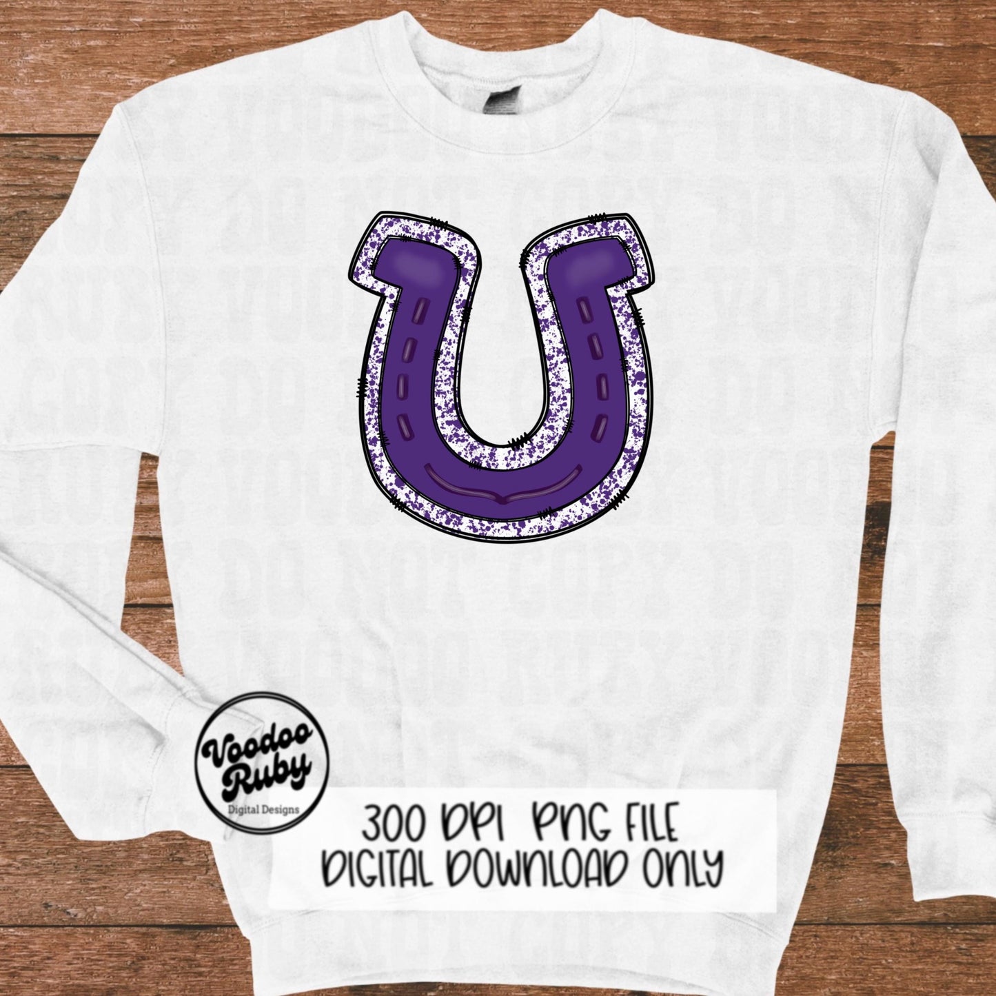 Purple Horseshoe PNG Sublimation Design Hand Drawn Digital Download Mascot PNG Purple png Horseshoe Football DTF Printable Mascot Blanks
