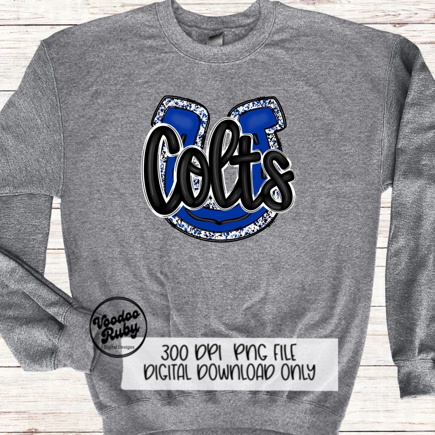 Colts PNG Design Sublimation Hand Drawn Digital Download Blue Colts Football Mascot DTF Printable