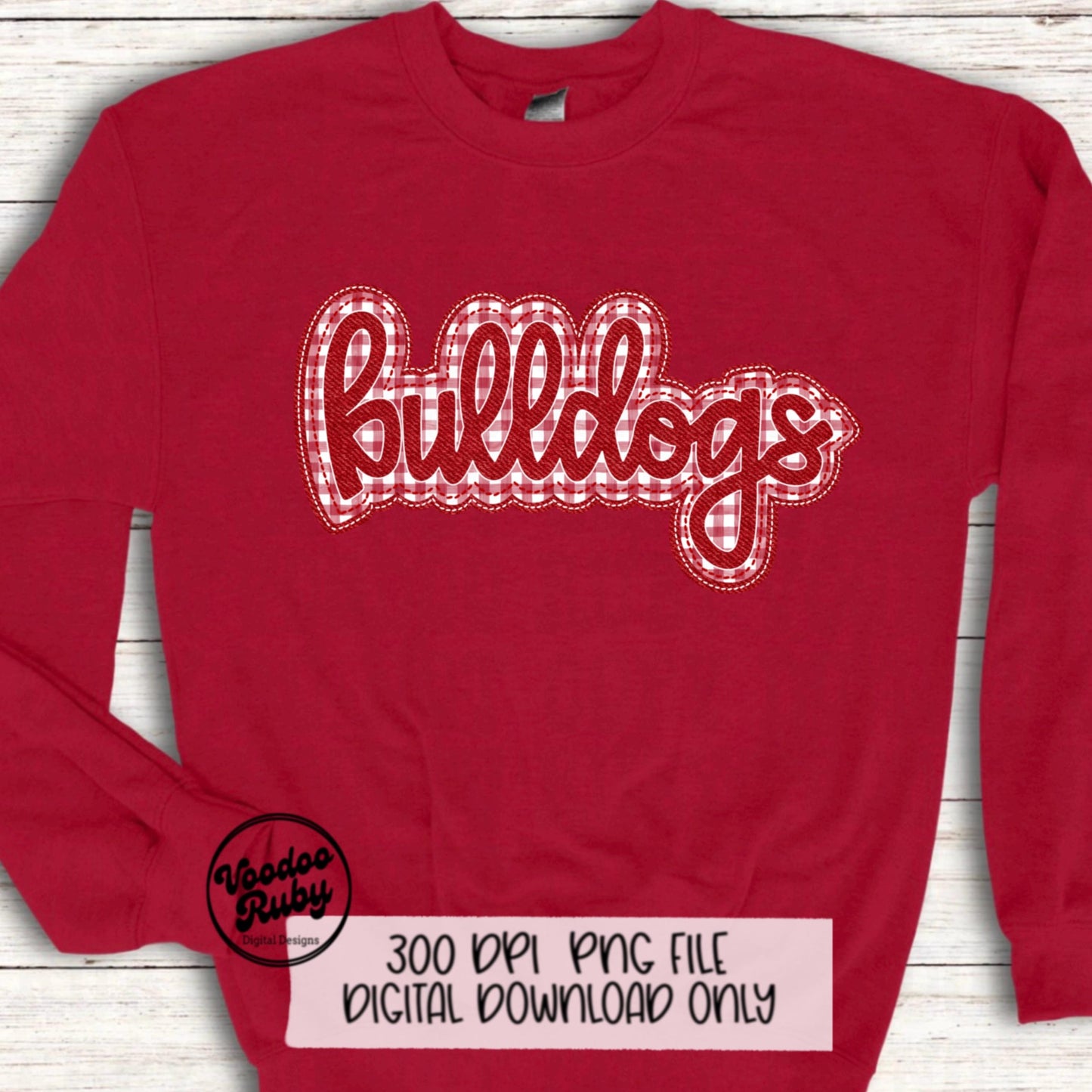 Bulldogs PNG Design Embroidery Faux Applique Hand Drawn Digital Download Sublimation Bulldogs DTF Printable Red Bulldogs Football