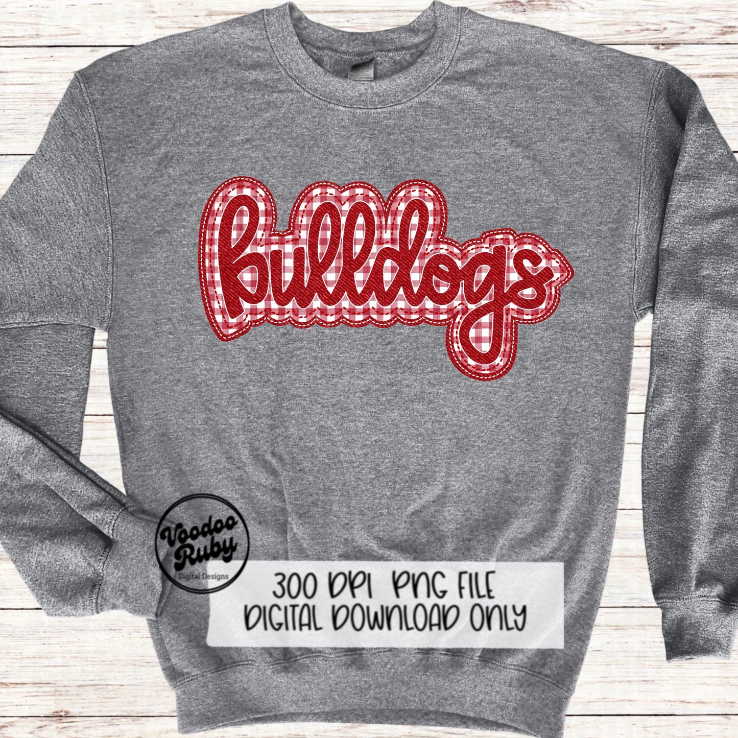 Bulldogs PNG Design Embroidery Faux Applique Hand Drawn Digital Download Sublimation Bulldogs DTF Printable Red Bulldogs Football