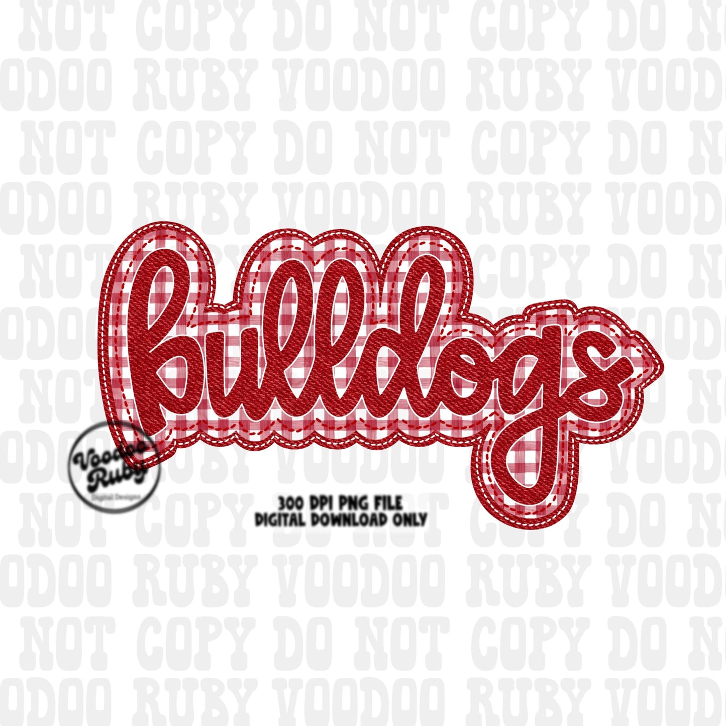 Bulldogs PNG Design Embroidery Faux Applique Hand Drawn Digital Download Sublimation Bulldogs DTF Printable Red Bulldogs Football