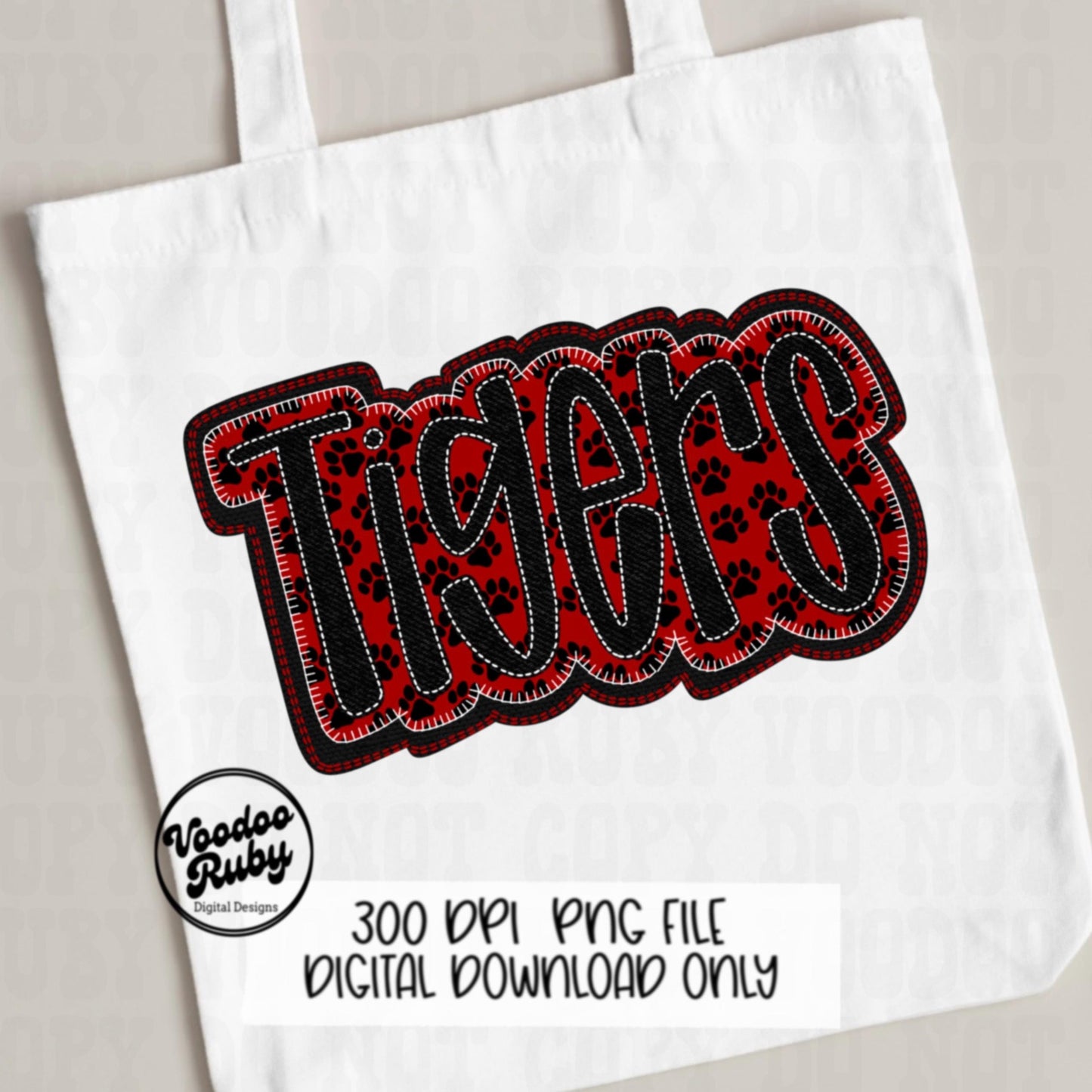 Tigers PNG Design Embroidery Faux Applique Hand Drawn Digital Download Sublimation Tigers PNG Football png Tigers DTF Printable