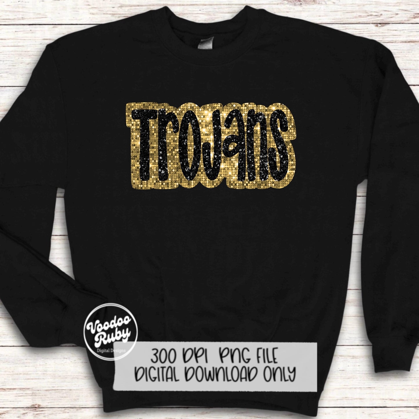 Sequin Trojans PNG Design Sublimation Hand Drawn Digital Download Faux Sequin Patch PNG Printable Faux Appliqué Glitter Trojans Football DTF