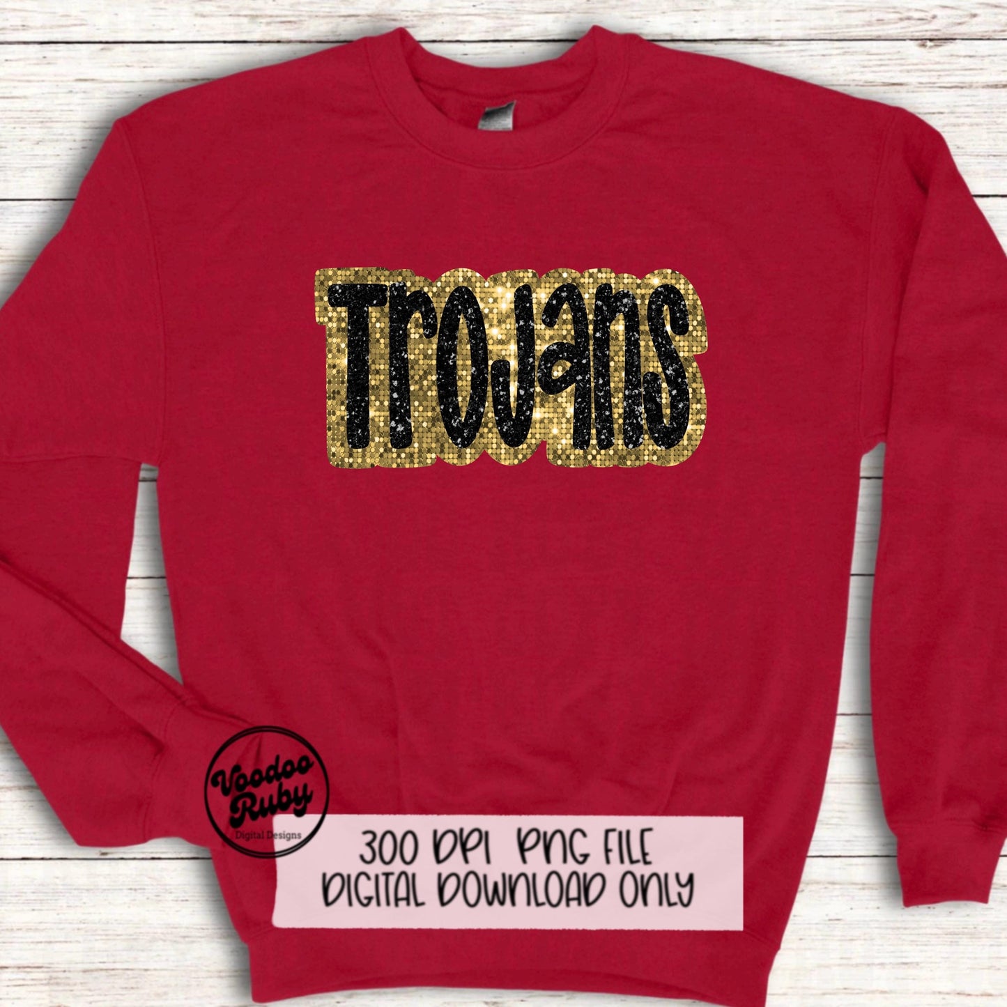 Sequin Trojans PNG Design Sublimation Hand Drawn Digital Download Faux Sequin Patch PNG Printable Faux Appliqué Glitter Trojans Football DTF