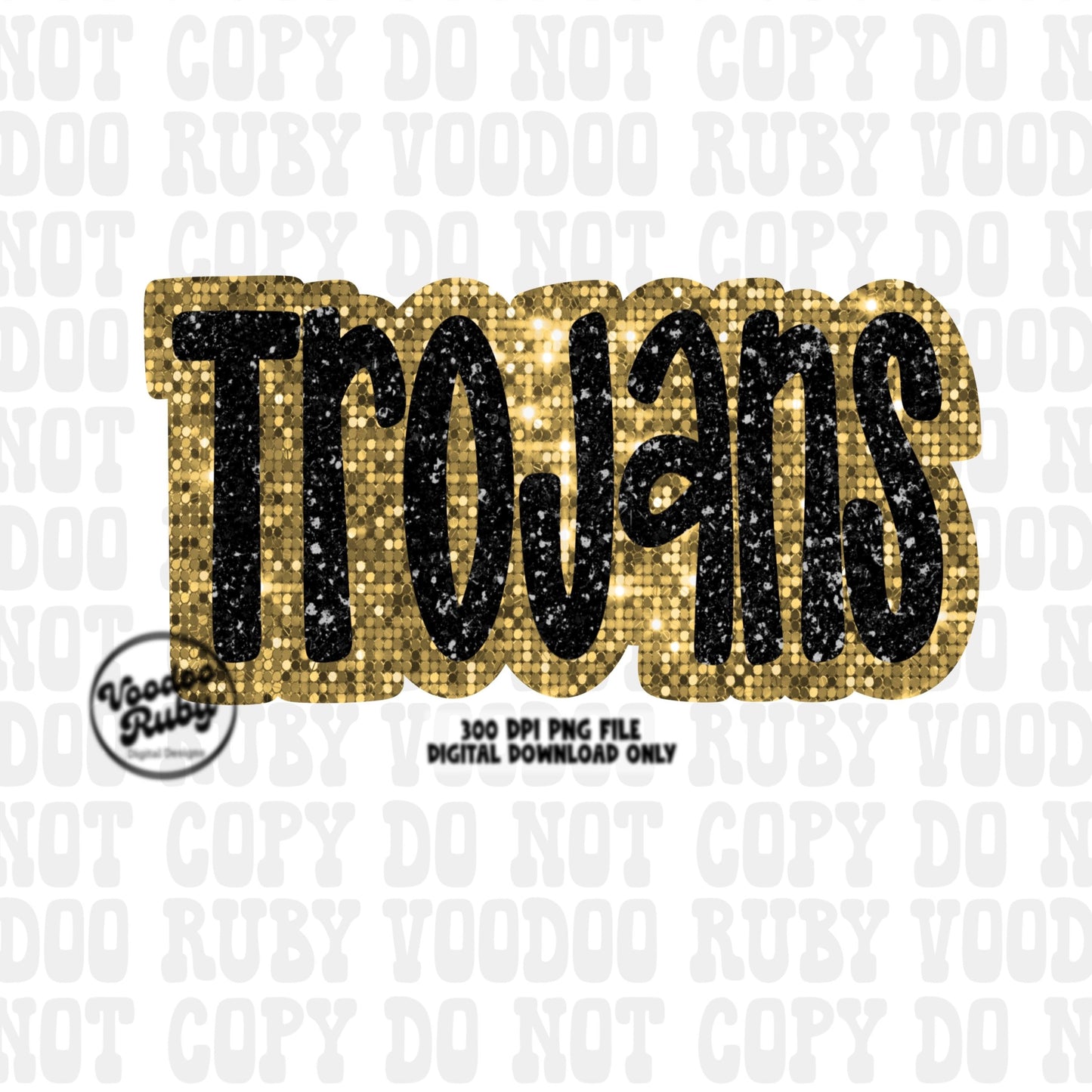 Sequin Trojans PNG Design Sublimation Hand Drawn Digital Download Faux Sequin Patch PNG Printable Faux Appliqué Glitter Trojans Football DTF
