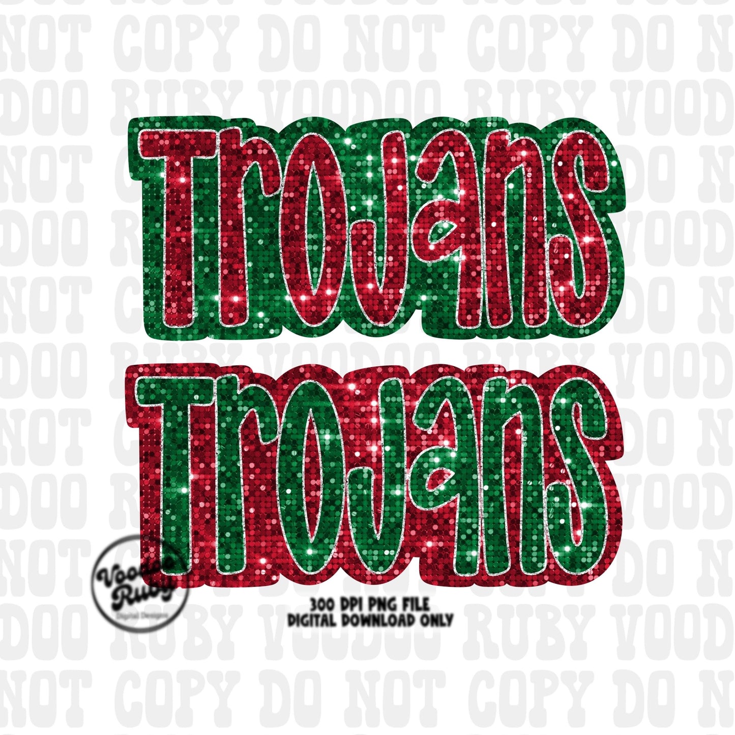 Christmas Trojans PNG Design Sublimation Sequin Hand Drawn Digital Download Glitter PNG Christmas Trojans Mascot DTF Printable