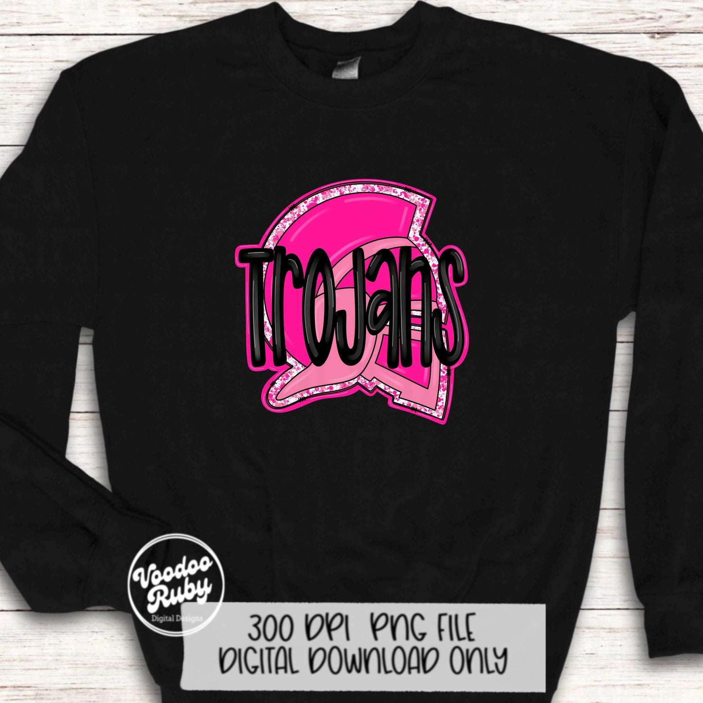 Trojans PNG Design Sublimation Hand Drawn Digital Download Football PNG Trojans Design Pink Trojans Football DTF Printable