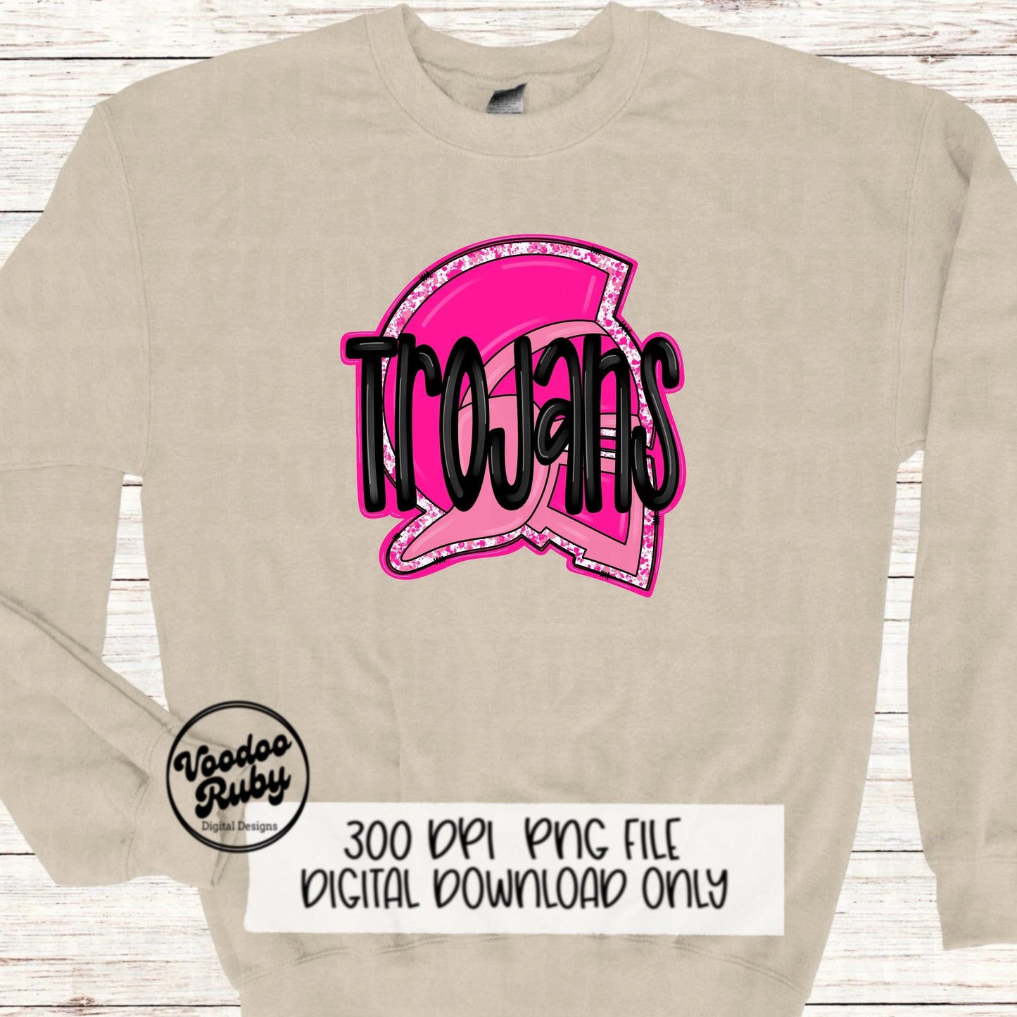 Trojans PNG Design Sublimation Hand Drawn Digital Download Football PNG Trojans Design Pink Trojans Football DTF Printable