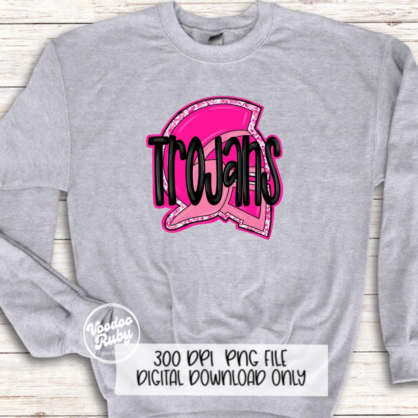 Trojans PNG Design Sublimation Hand Drawn Digital Download Football PNG Trojans Design Pink Trojans Football DTF Printable