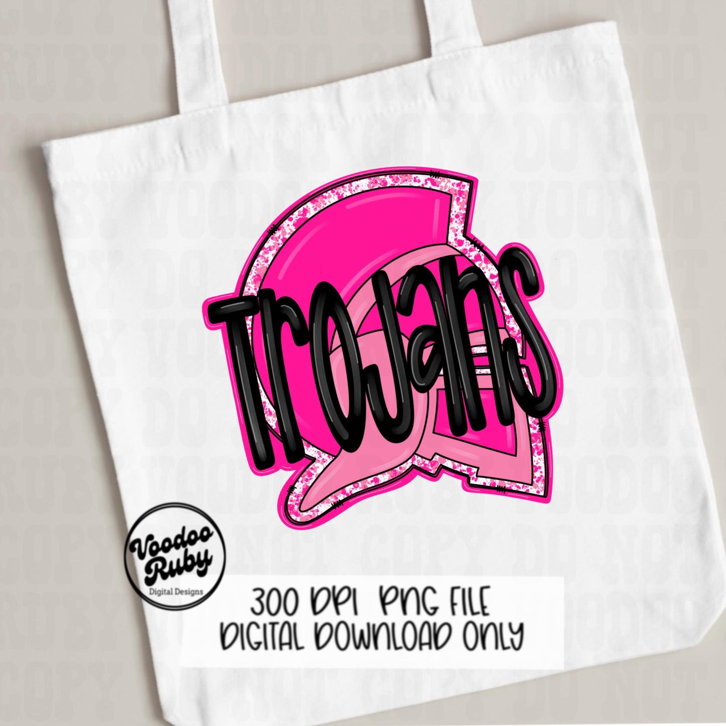 Trojans PNG Design Sublimation Hand Drawn Digital Download Football PNG Trojans Design Pink Trojans Football DTF Printable
