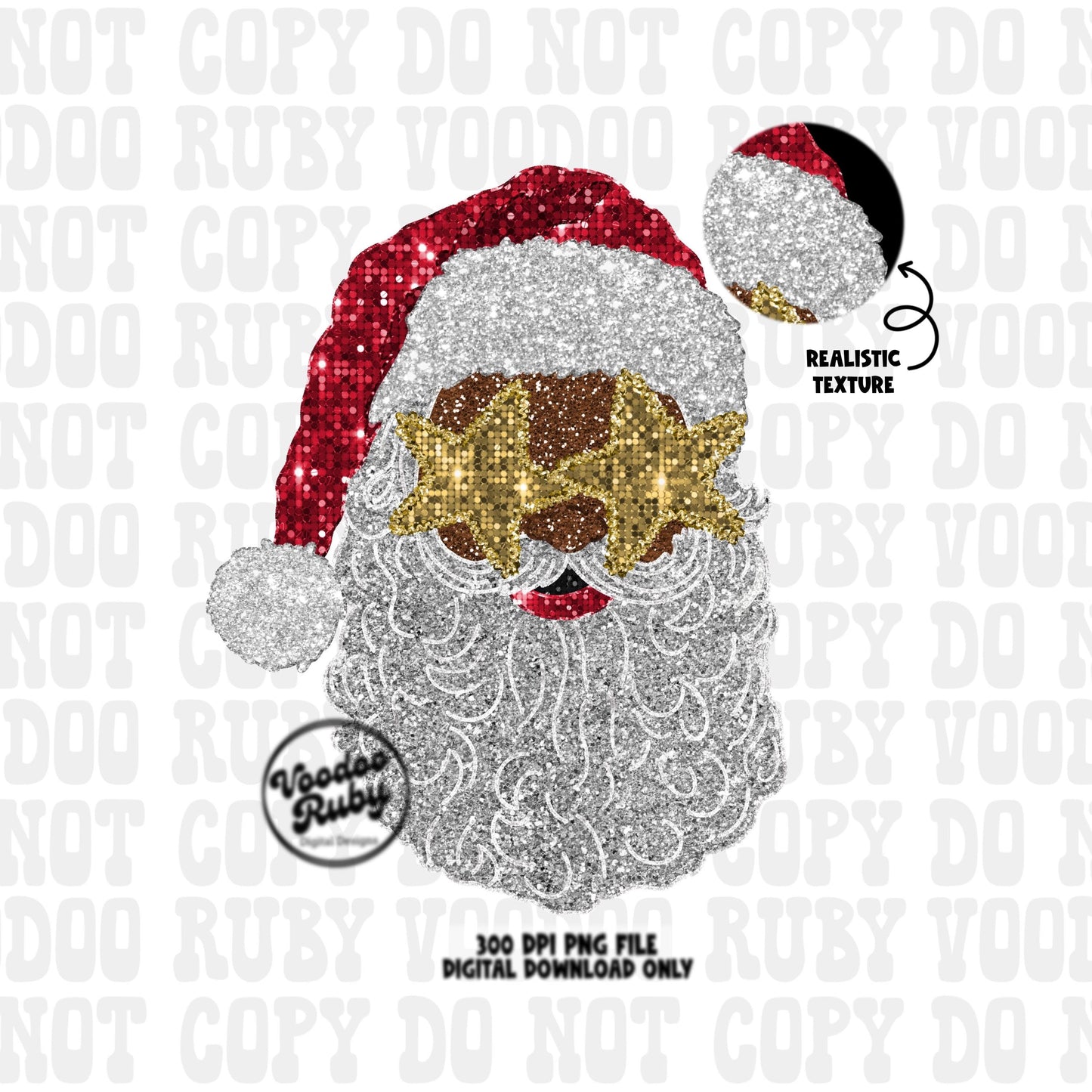 Sequin Santa PNG Design Christmas PNG Faux Sequins DTF Christmas Glitter Sublimation Digital Design Download Sequin African American Santa