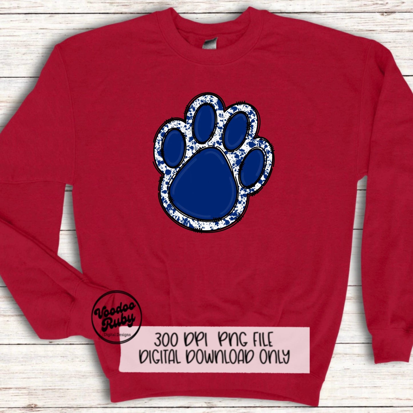 Blue Paw PNG Design Sublimation Hand Drawn Digital Download Sublimation Blanks Blue Paw Print PNG DTF Printable Mascot Clip Art