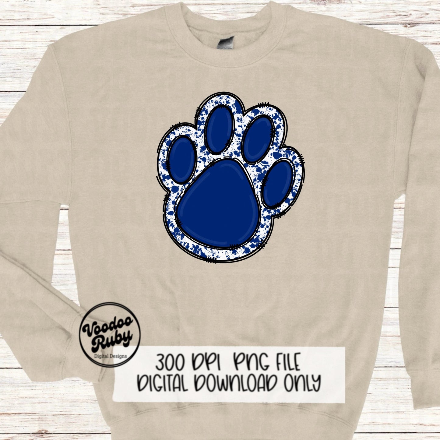 Blue Paw PNG Design Sublimation Hand Drawn Digital Download Sublimation Blanks Blue Paw Print PNG DTF Printable Mascot Clip Art