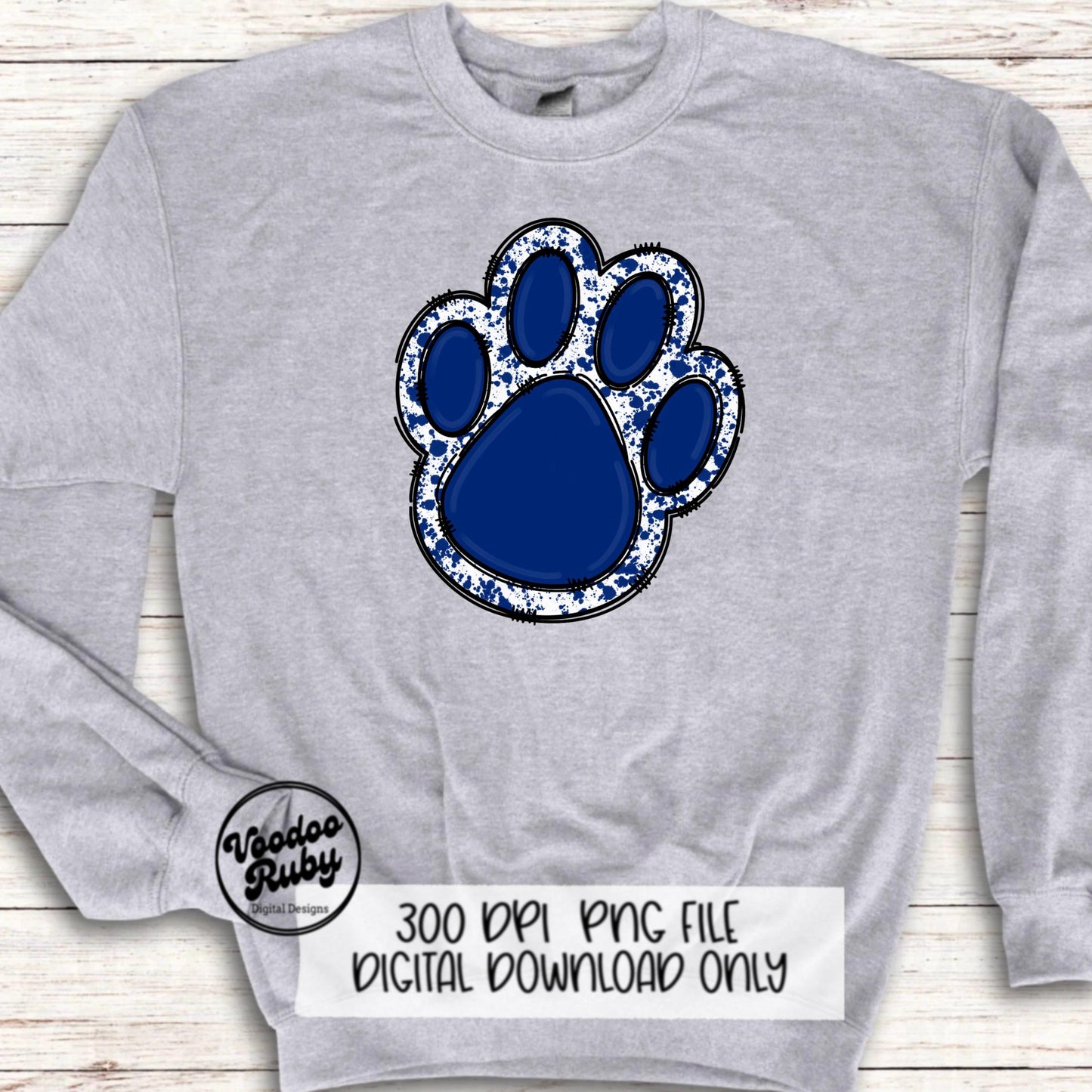 Blue Paw PNG Design Sublimation Hand Drawn Digital Download Sublimation Blanks Blue Paw Print PNG DTF Printable Mascot Clip Art