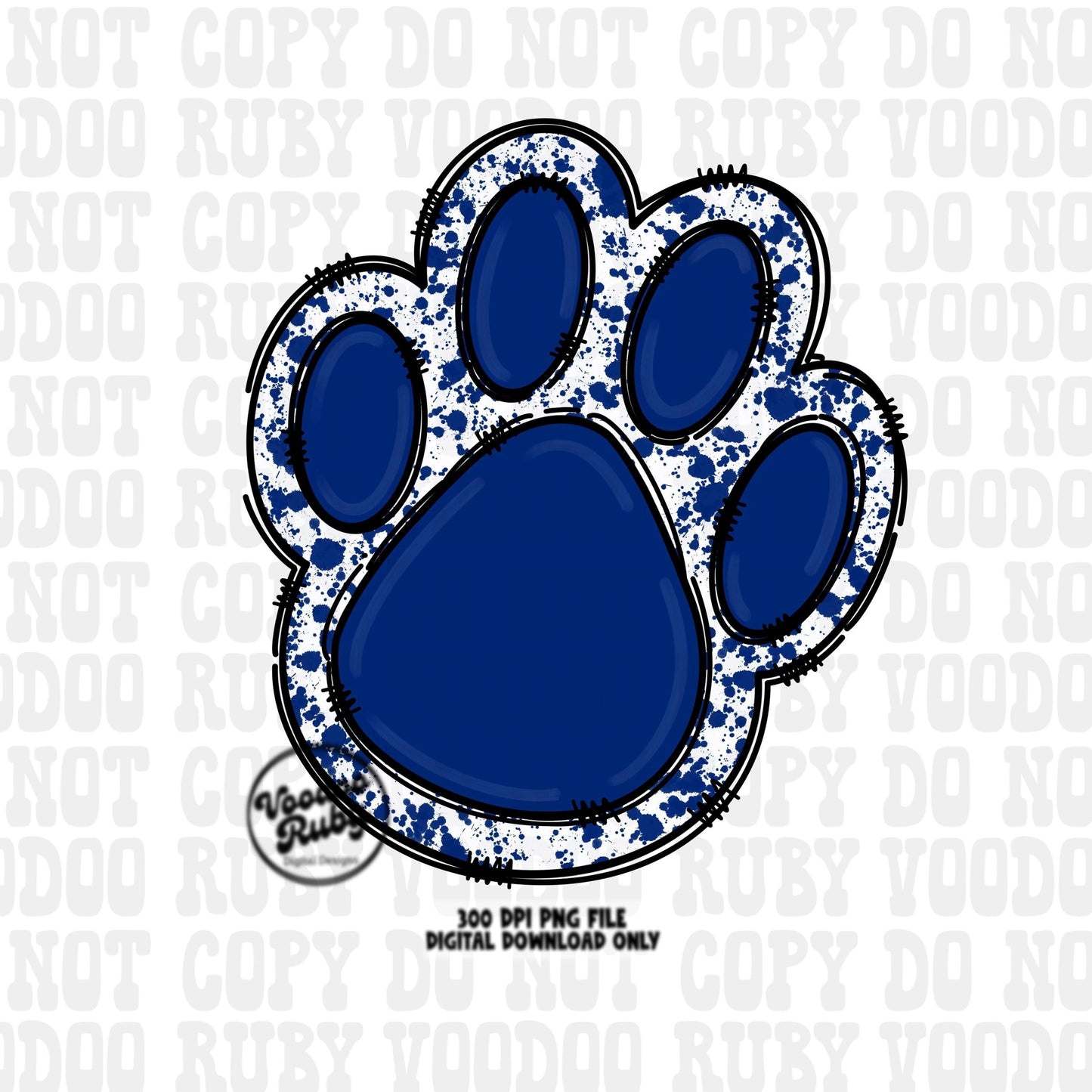 Blue Paw PNG Design Sublimation Hand Drawn Digital Download Sublimation Blanks Blue Paw Print PNG DTF Printable Mascot Clip Art