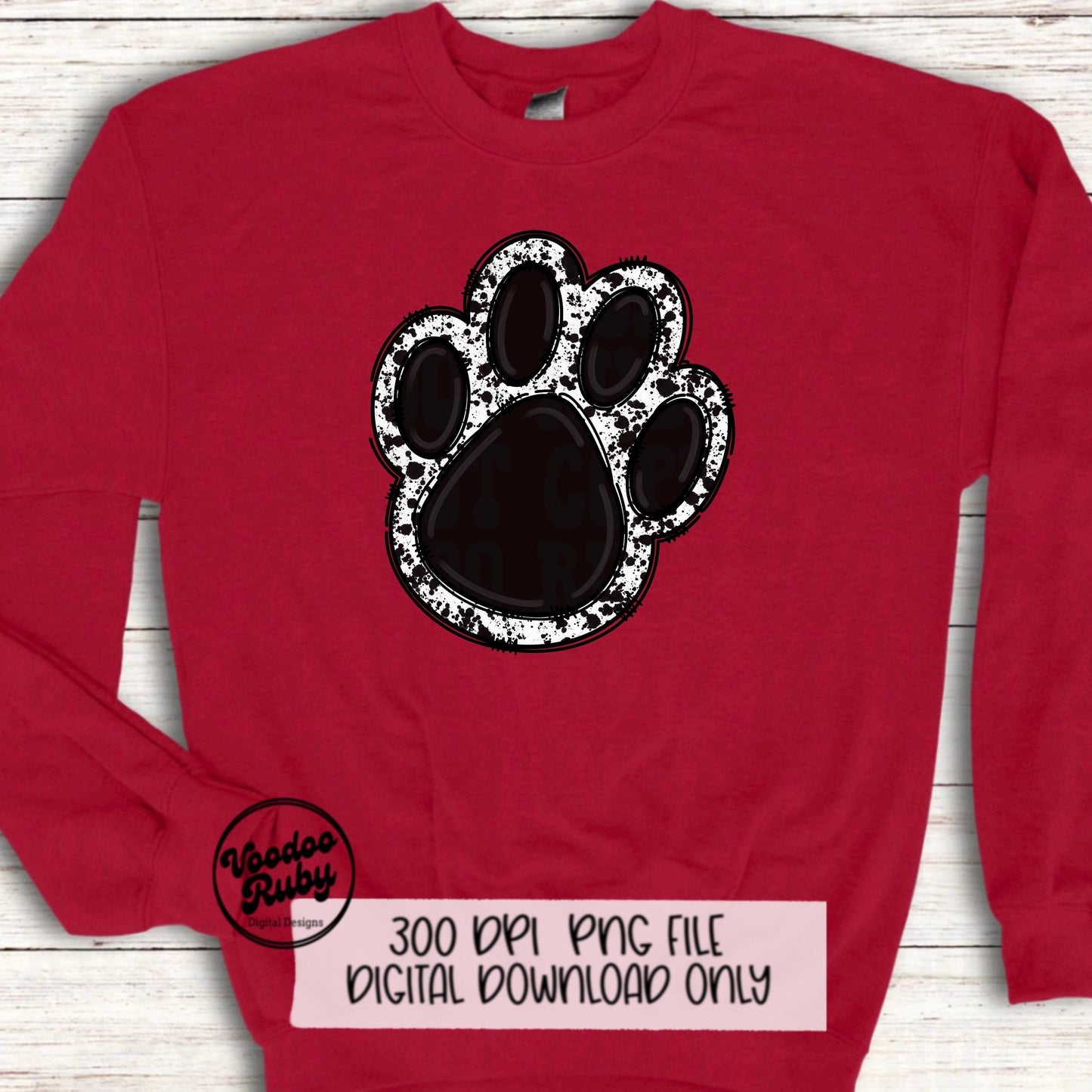 Paw PNG Design Hand Drawn Digital Download Mascot Sublimation Black Paw Print PNG Football DTF Printable Clip Art Cheer png