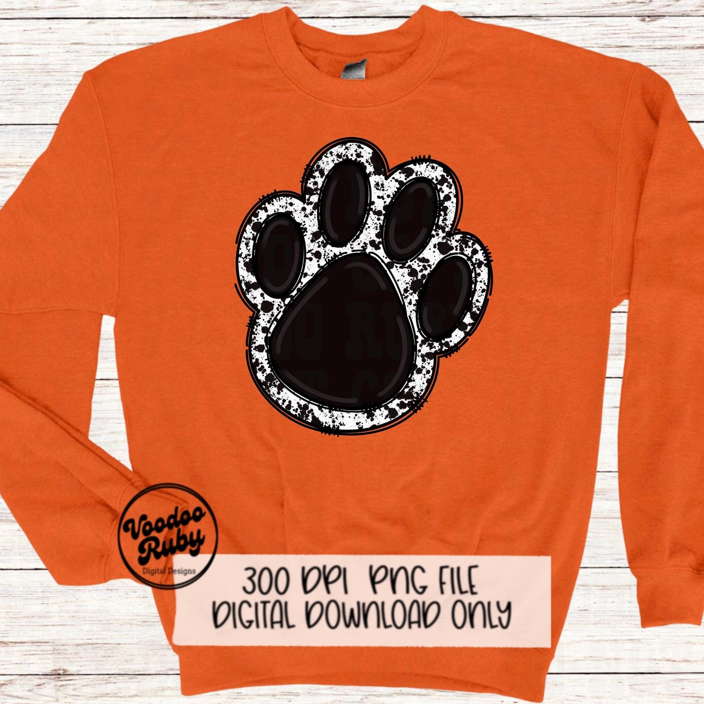 Paw PNG Design Hand Drawn Digital Download Mascot Sublimation Black Paw Print PNG Football DTF Printable Clip Art Cheer png