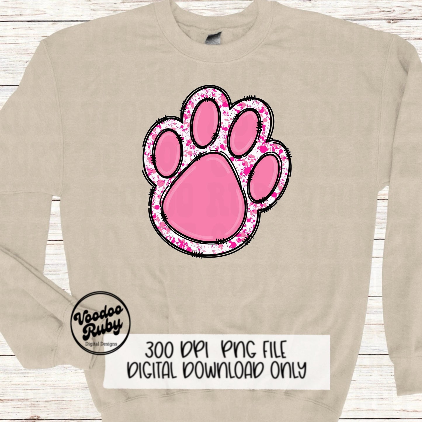 Pink Paw PNG Design Sublimation Hand Drawn Digital Download Pink Football png Pink Paw Print Pink October Awareness DTF Mascot Printable