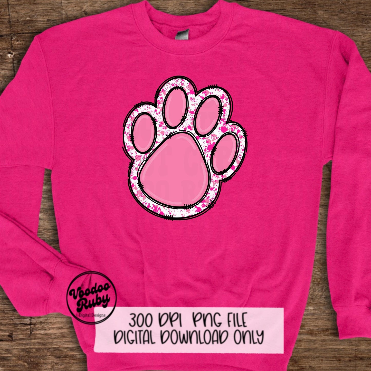 Pink Paw PNG Design Sublimation Hand Drawn Digital Download Pink Football png Pink Paw Print Pink October Awareness DTF Mascot Printable