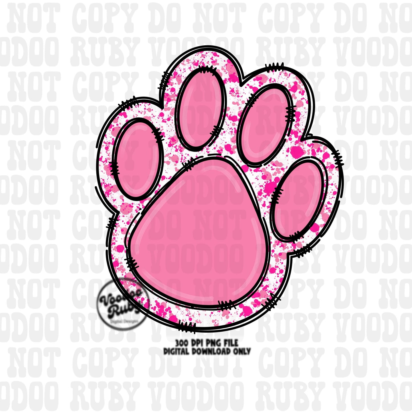 Pink Paw PNG Design Sublimation Hand Drawn Digital Download Pink Football png Pink Paw Print Pink October Awareness DTF Mascot Printable