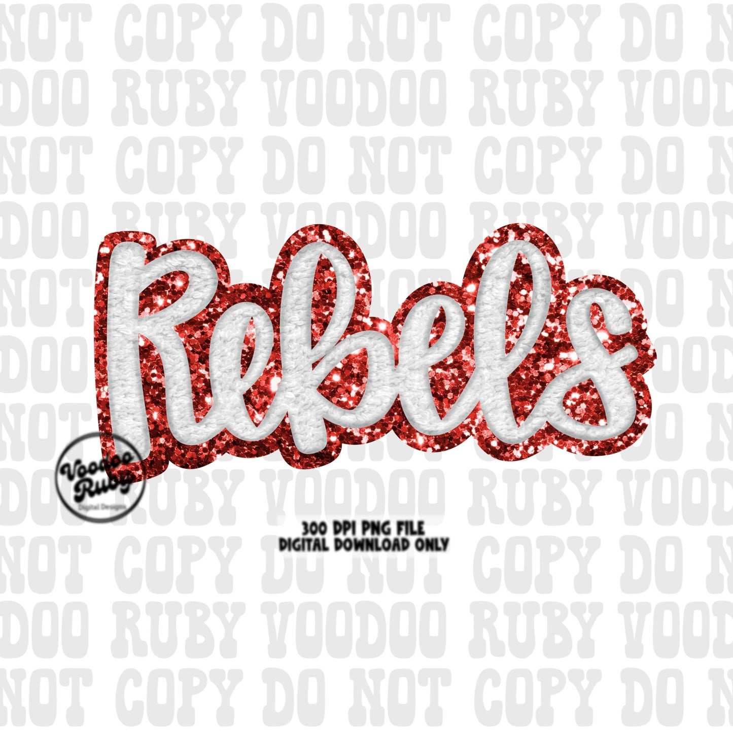 Rebels PNG Design Sublimation Hand Drawn Digital Download Faux Chenille PNG Red and White Football png Rebels DTF Printable Rebels Cheer