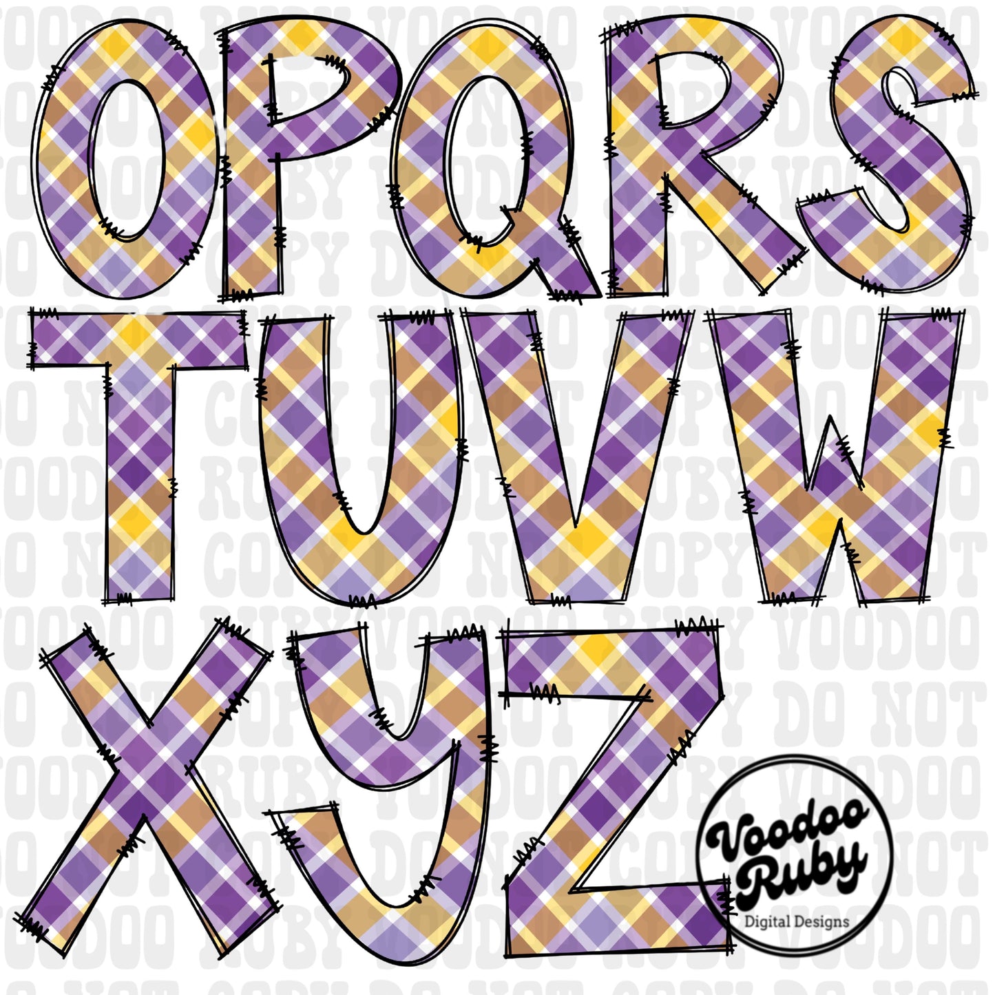 Purple and Gold Sublimation Alphabet | Alphabet Bundle png | Doodle Letters | Hand Drawn | Alpha Pack Digital Download | Football PNG