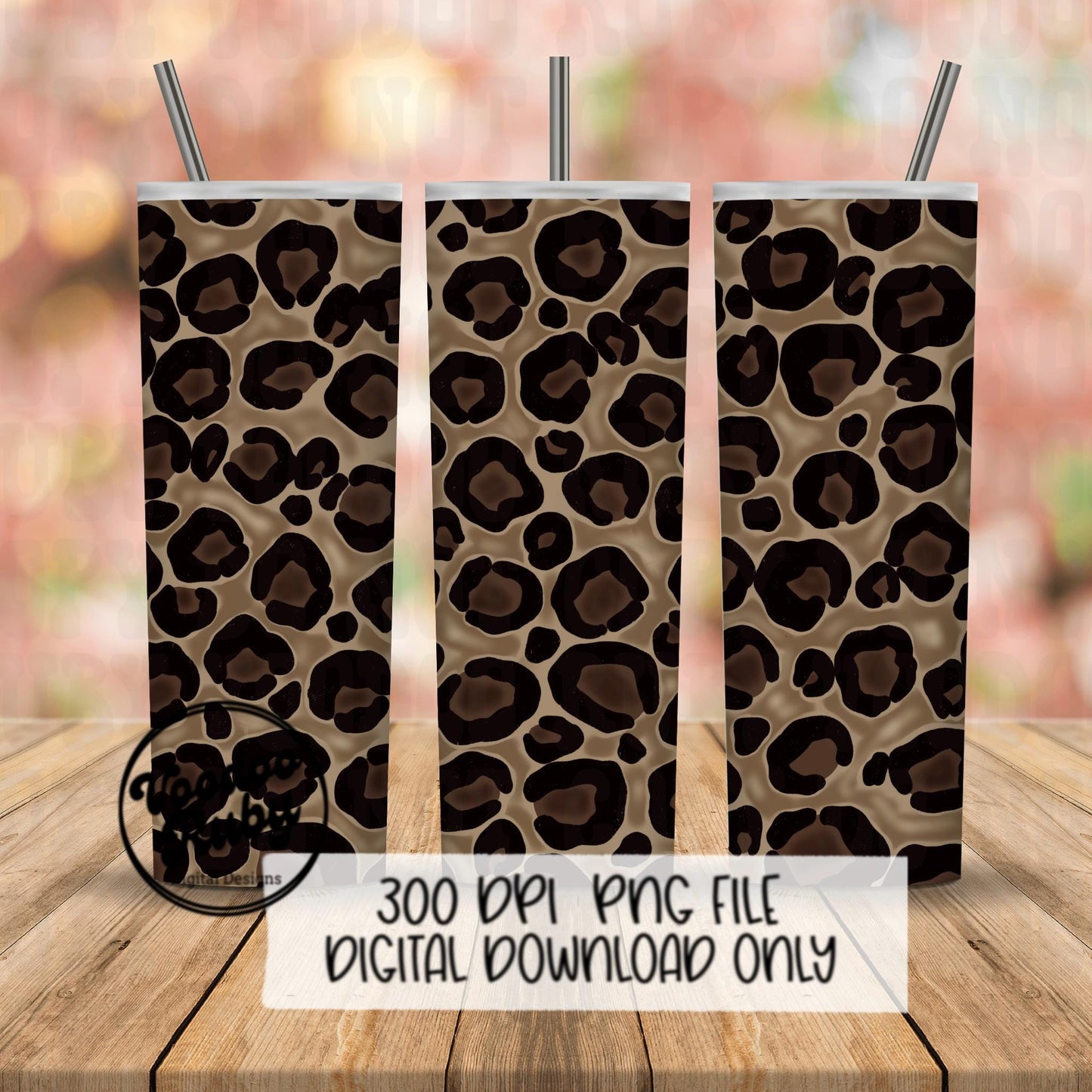 Hand Drawn Leopard Print PNG: Digital Paper, Tumbler Wrap (Digital Download)