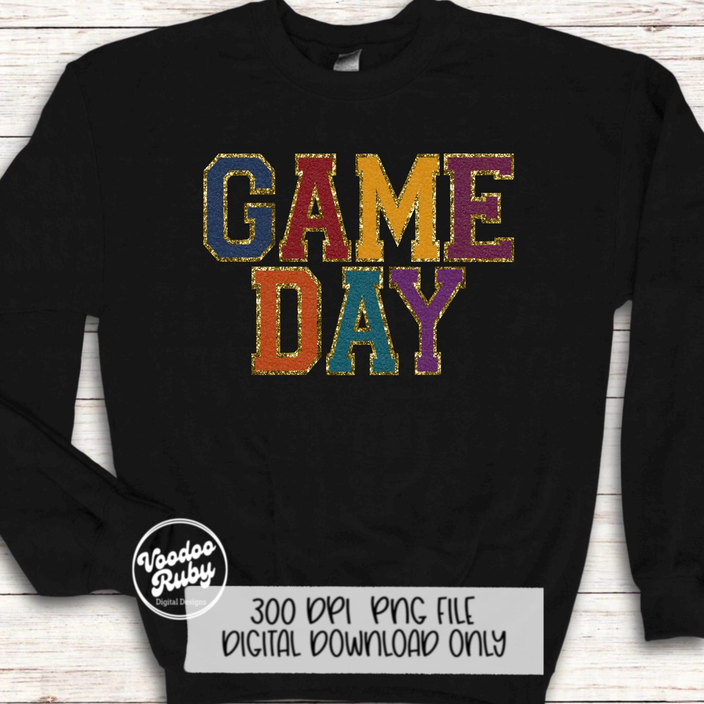 Game Day PNG Design Sublimation Digital Download Faux Chenille Fall Football PNG Faux Embroidery png Fall Game Day Football DTF Printable