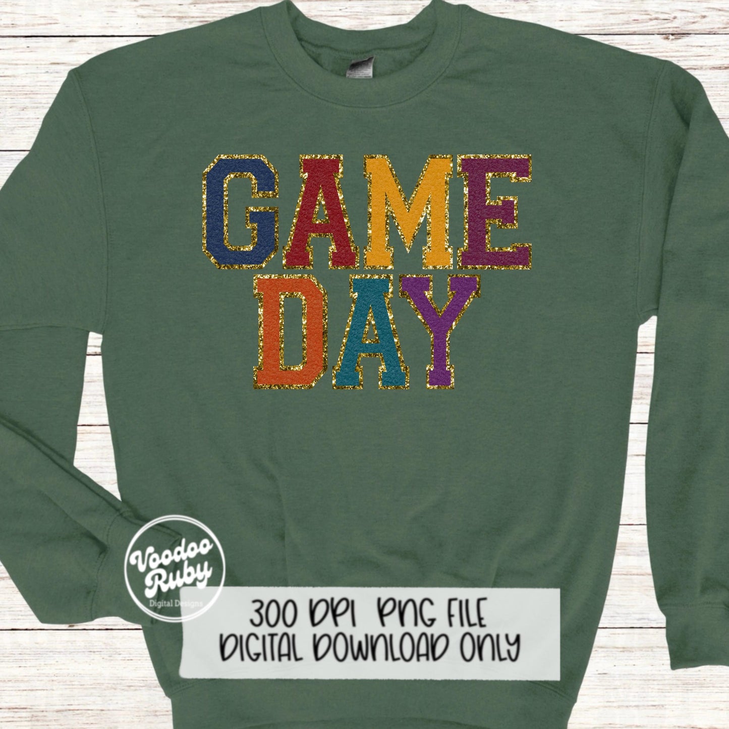 Game Day PNG Design Sublimation Digital Download Faux Chenille Fall Football PNG Faux Embroidery png Fall Game Day Football DTF Printable