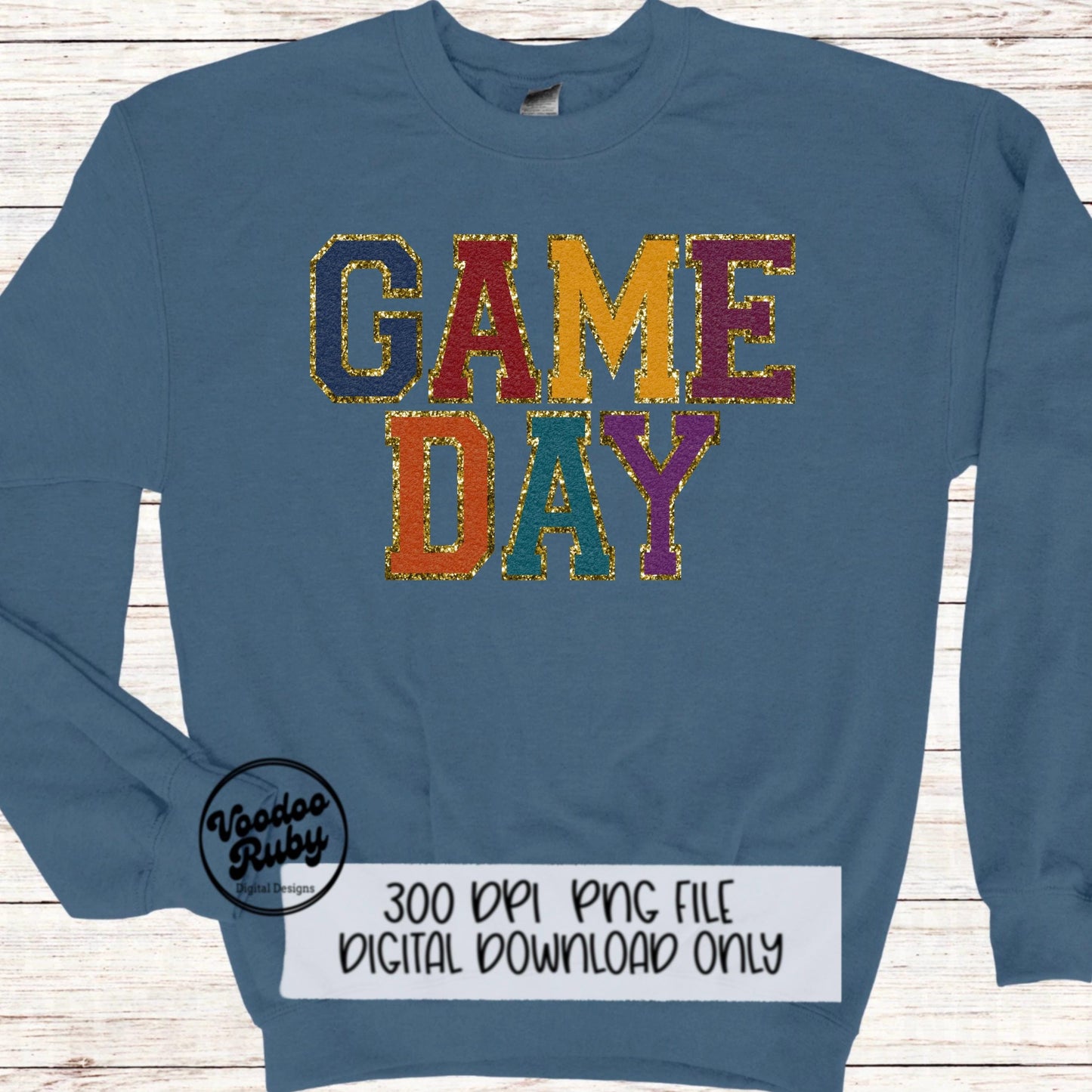Game Day PNG Design Sublimation Digital Download Faux Chenille Fall Football PNG Faux Embroidery png Fall Game Day Football DTF Printable