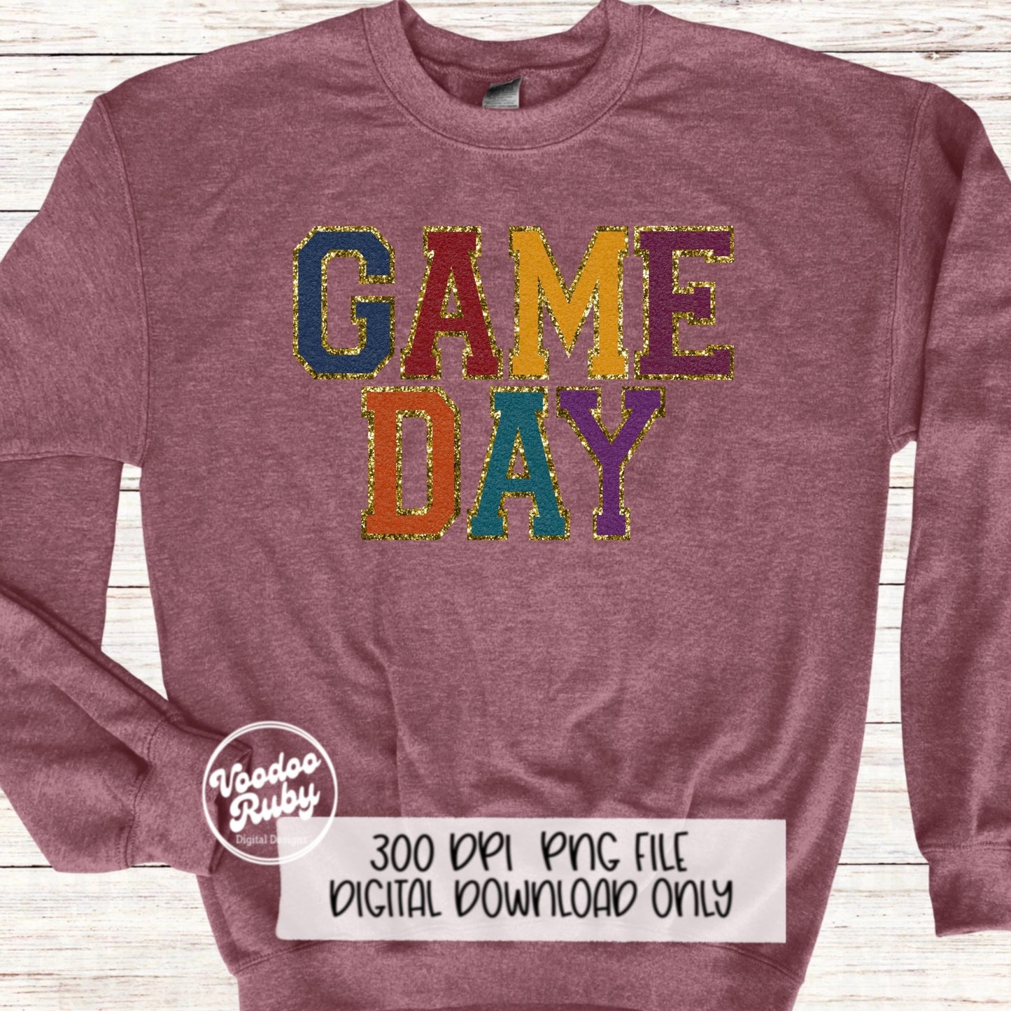 Game Day PNG Design Sublimation Digital Download Faux Chenille Fall Football PNG Faux Embroidery png Fall Game Day Football DTF Printable