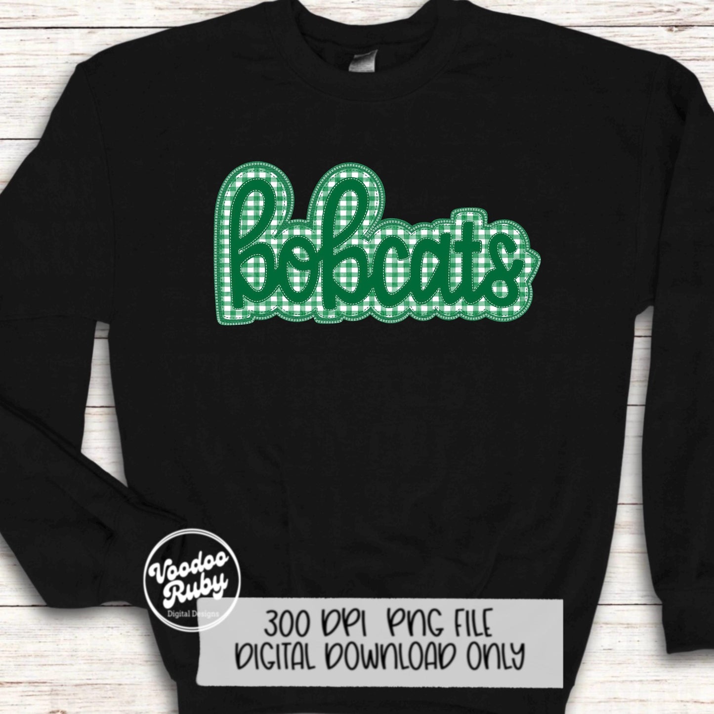 Bobcats PNG Design Embroidery Faux Applique Hand Drawn Digital Download Sublimation Bobcats PNG Football png Green Bobcats DTF Printable